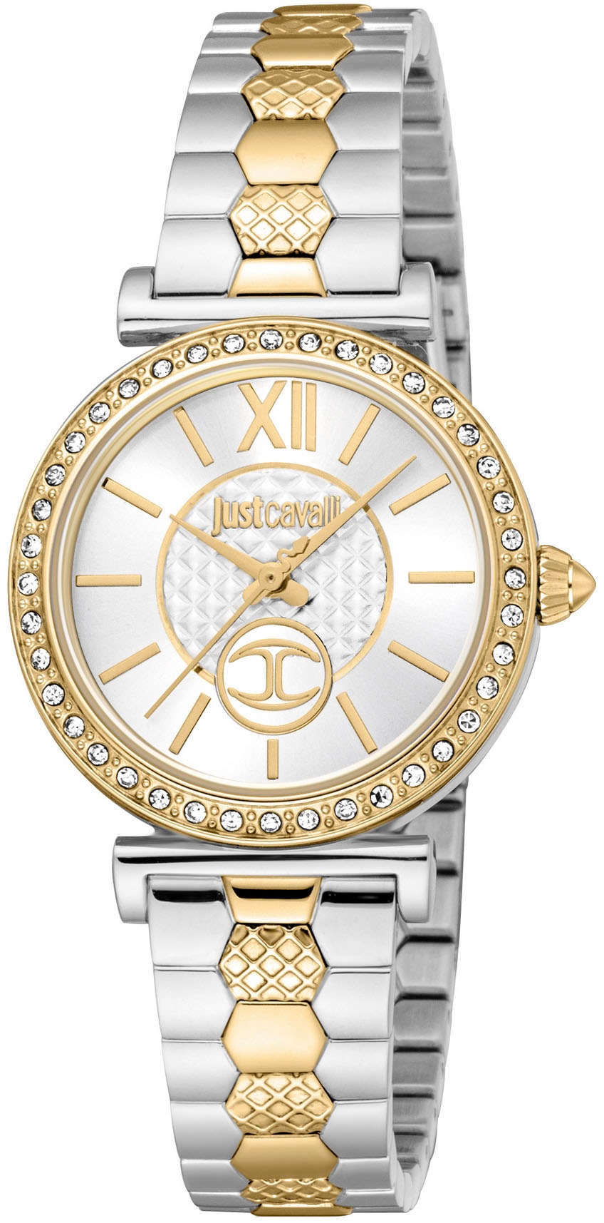 Just Cavalli Time Quarzuhr »Varenna«, (Set, 2 tlg., mit Armband), Armbanduhr, Damenuhr, Kristallsteine, Edelstahlarmband, Geschenkidee