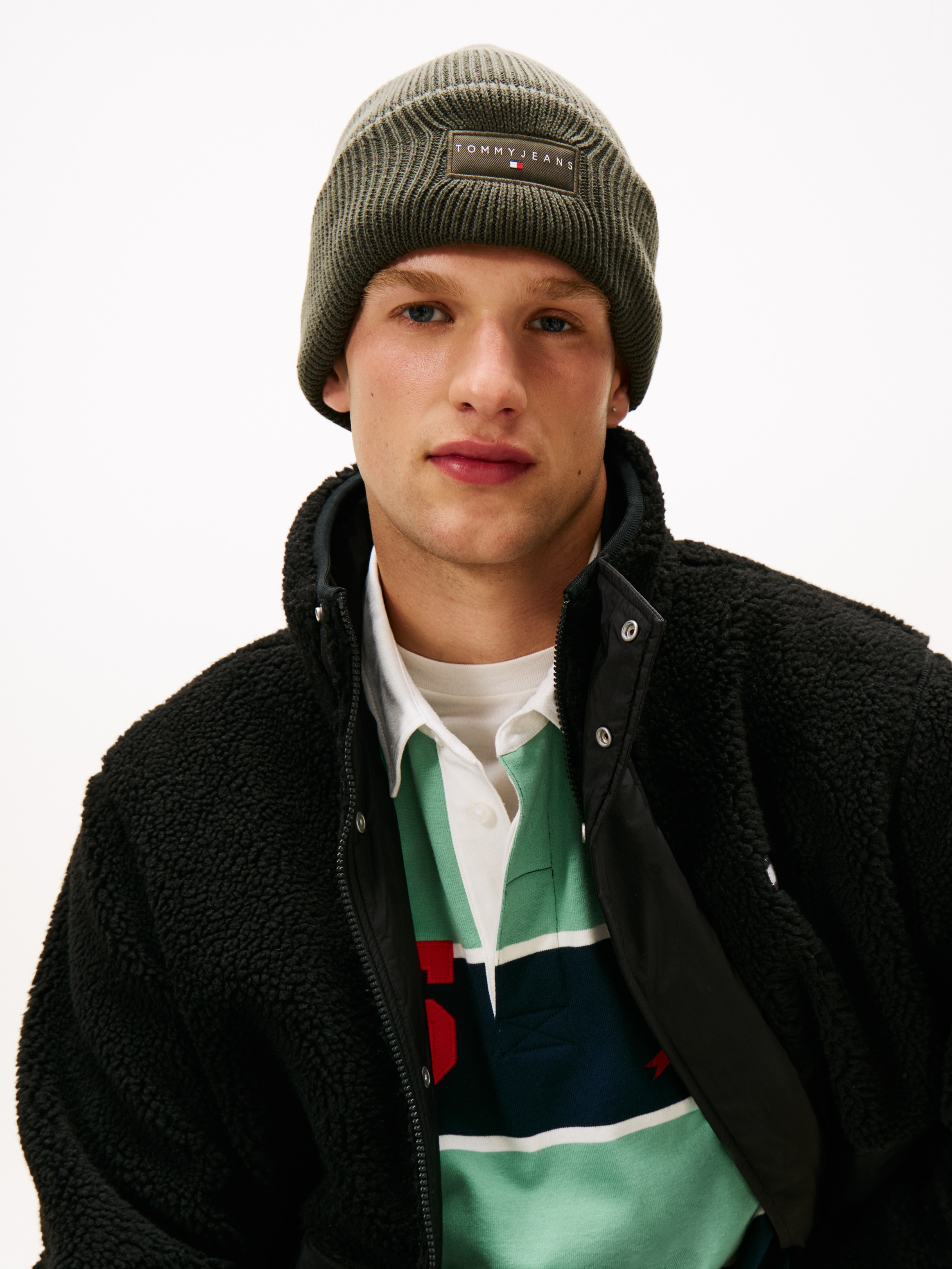 Tommy Jeans Beanie »TJM LINEAR« in Grobstrick, mit Umschlag