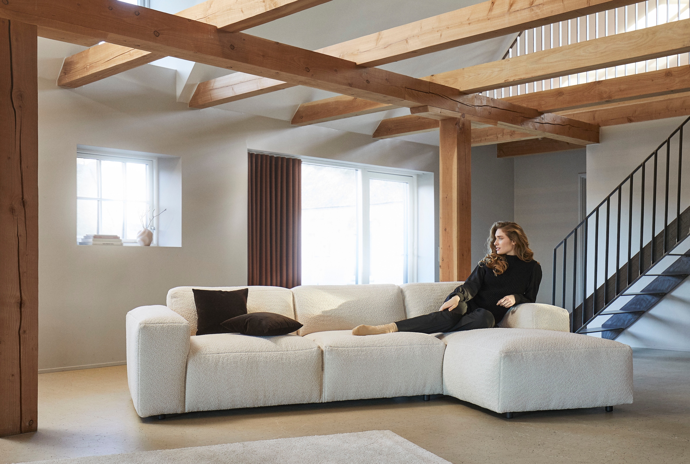 FLEXLUX Ecksofa »Lucera Chaislongue rechts oder links, L-Form, bequem«, modern & anschmiegsam, Kaltschaum, Stahl-Wellenunterfederung