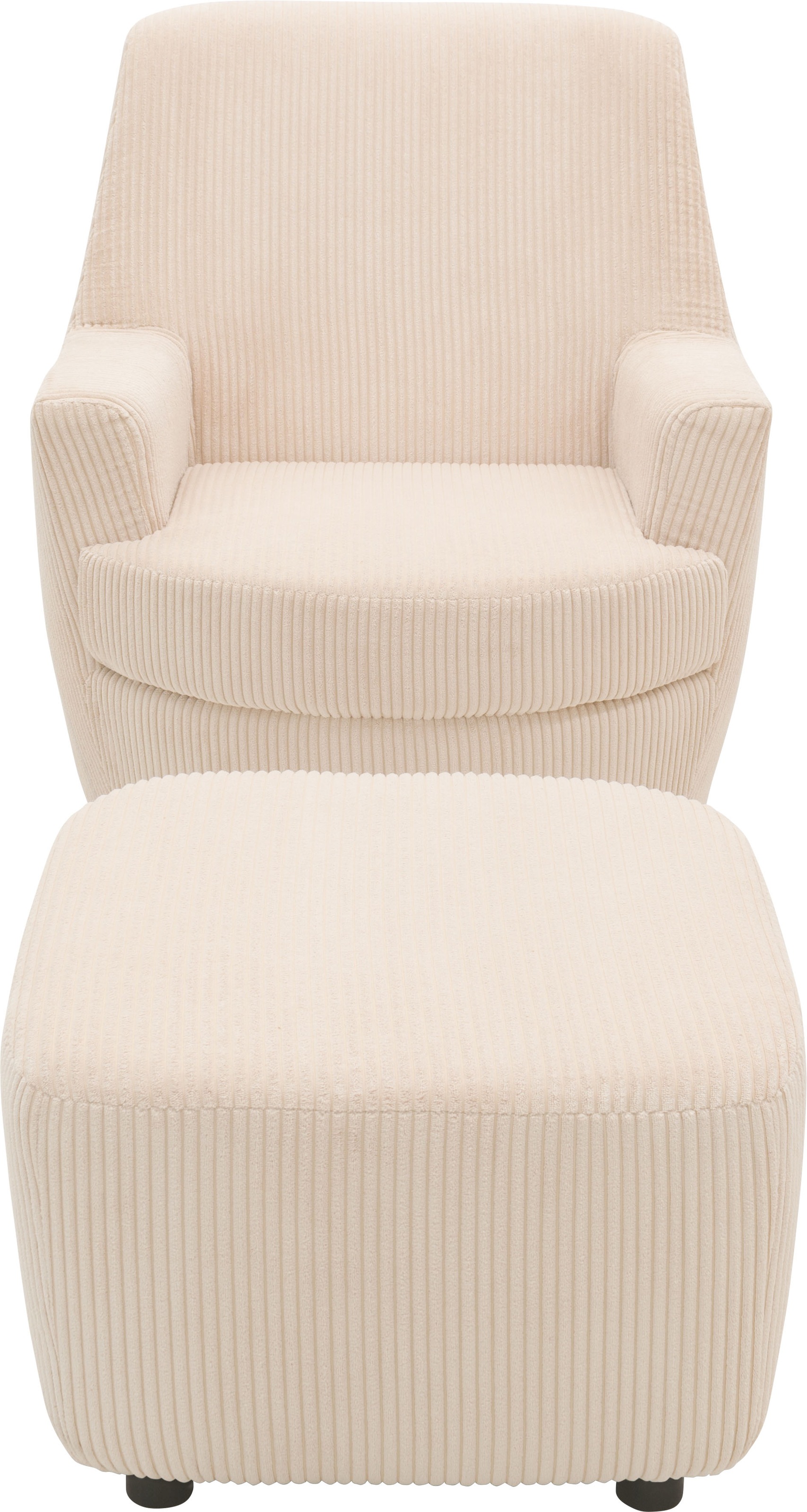 INOSIGN Drehsessel »HETTY, Drehsessel mit Wippfunktion und Hocker; Lesesessel, Armsessel«, (Set, 2 St.), mit Dreh/Wippfunktion, mit Federkern, in Cord und Microfaser
