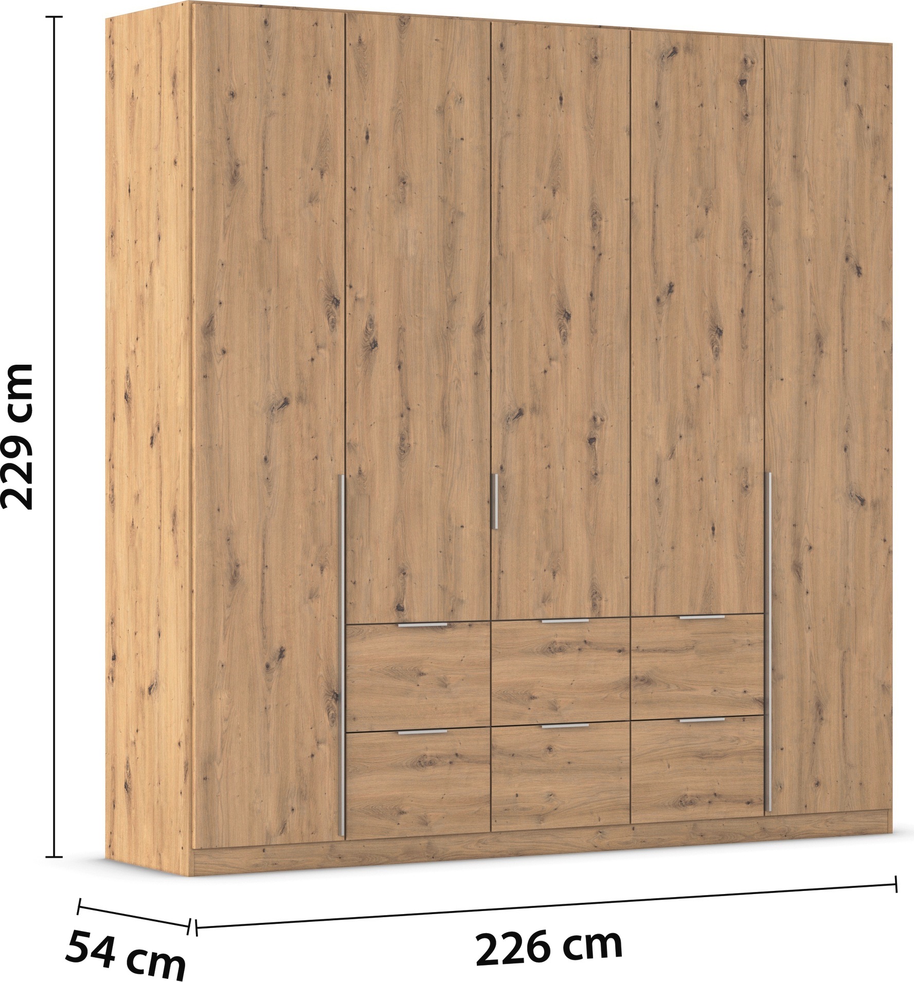 rauch Drehtürenschrank »Kleiderschrank Schrank Garderobe AGORDO mit Dekor- oder Hochglanzfront«, (in zwei Griff-Farben mit Dekor- oder Hochglanzfront), mit Außenschubkästen, in 6 Breiten und 2 Höhen MADE IN GERMANY