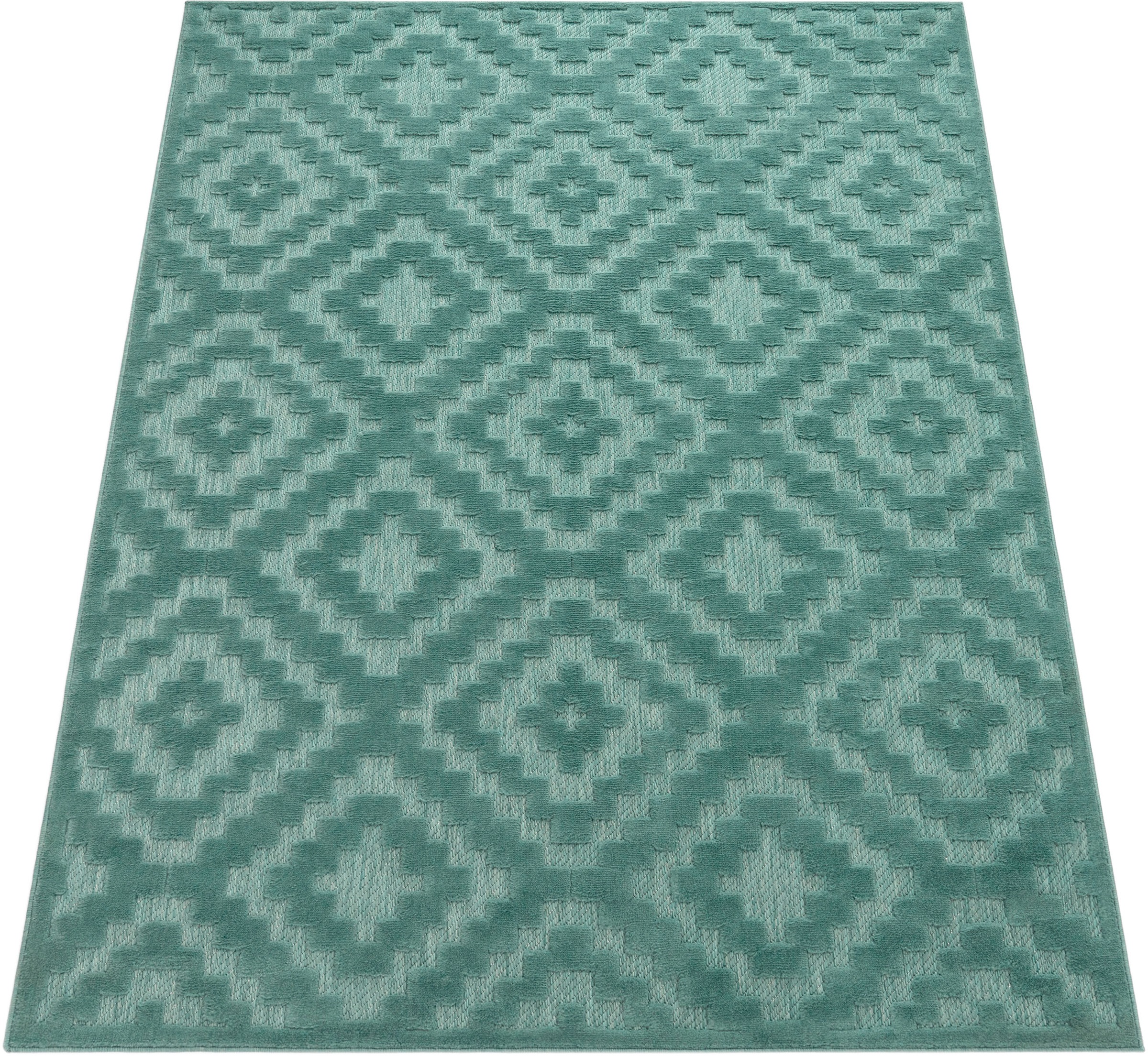 Paco Outdoor Hoch-Tief Uni-Farben, »Livorno Effekt, Home geeignet kaufen Teppich auf Raten rechteckig, Rauten 672«, Muster, Scandi,