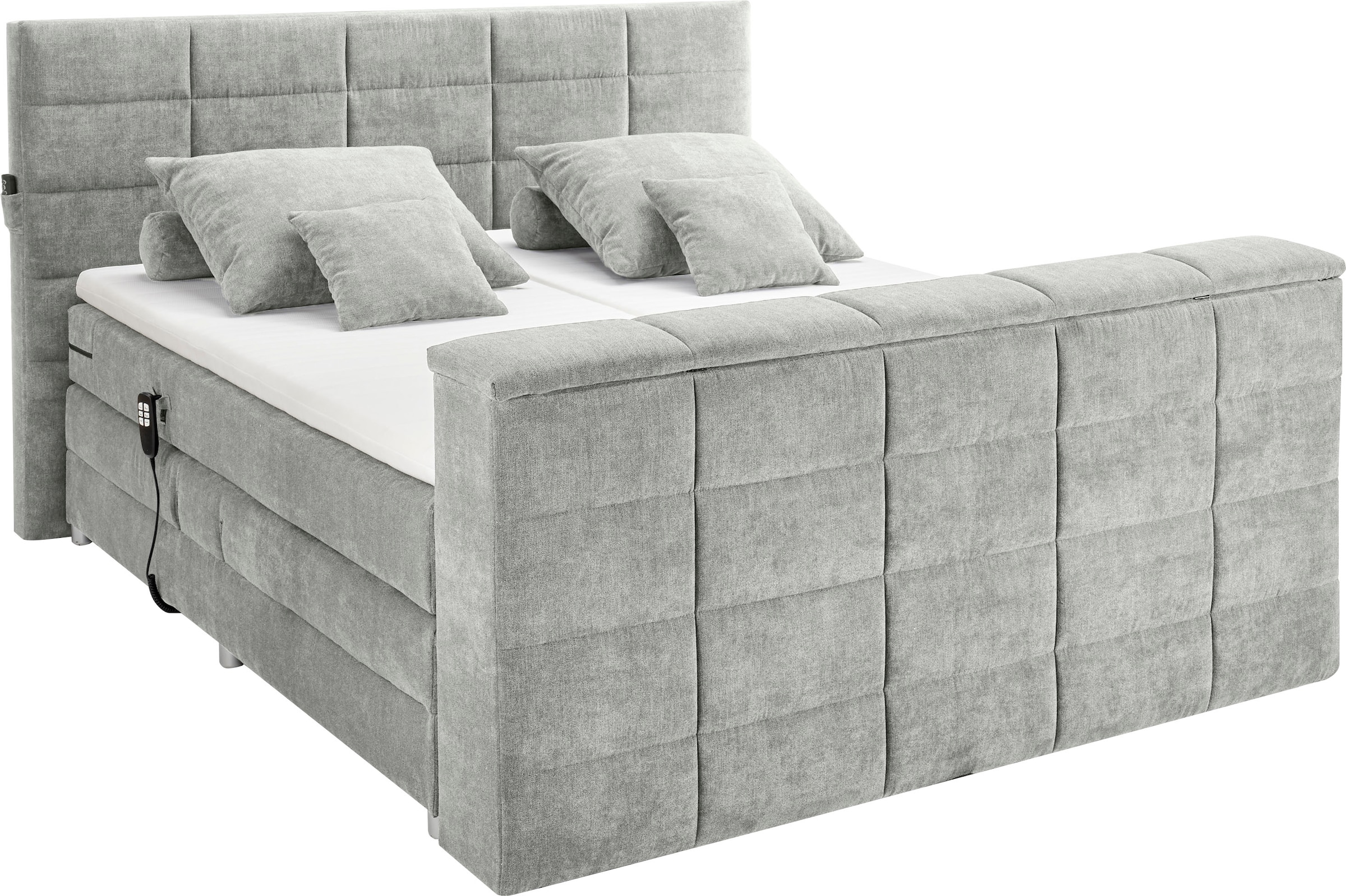 ED EXCITING DESIGN Boxspringbett »Denver«, inkl. Motorverstellung, Duo-Matratze, Topper, und motorisierter TV-Halterung bis 40 Zoll