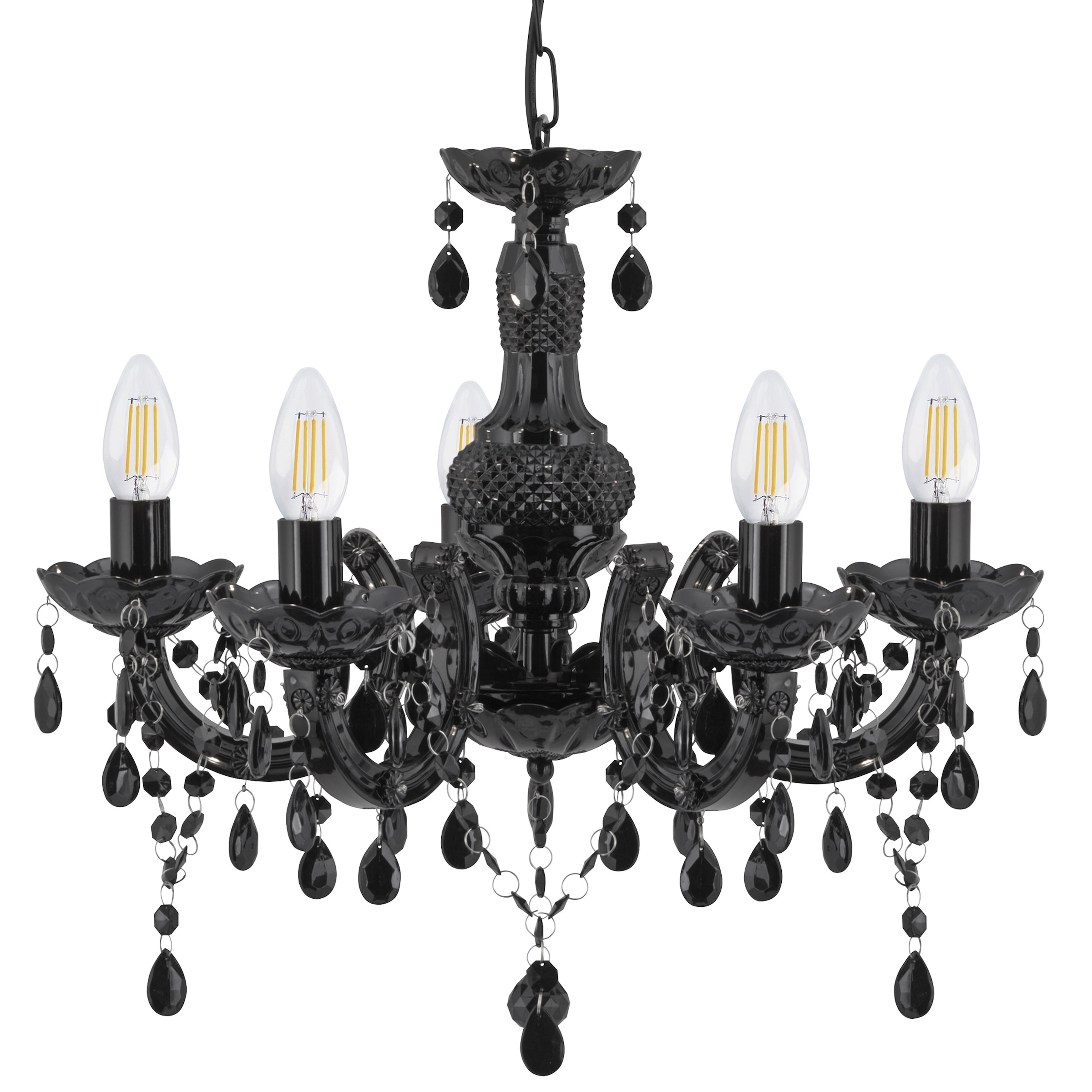 Searchlight Pendelleuchte »Marie Therese 5Lt Leuchte - Glas & Acryl« E14 1 Stk.