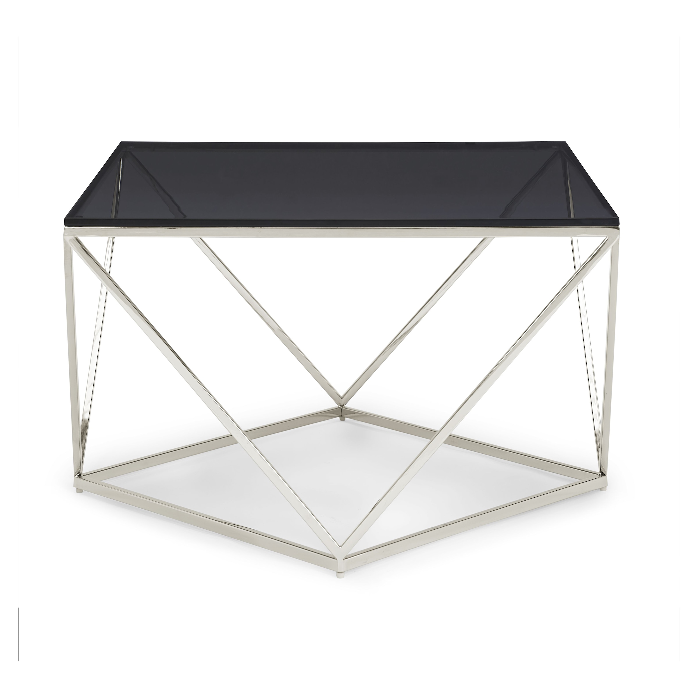 Leonique Couchtisch »Aria«, Couchtisch, eckig, Chrom, Rauchglas, Edelstahlgestell, 104x104x48
