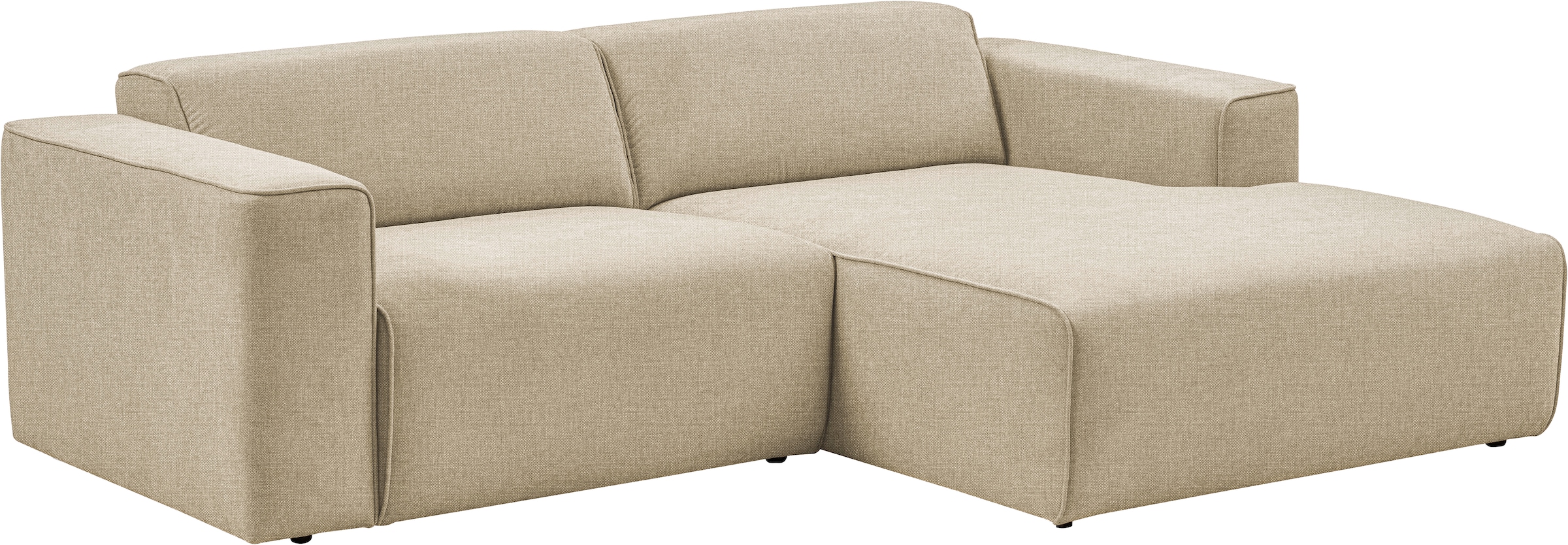 andas Ecksofa »Noord mit Kedernaht, Breite 234 cm«, Cord, Struktur, Webstoff, mit Wellenunterfederung, Massivholzrahmen