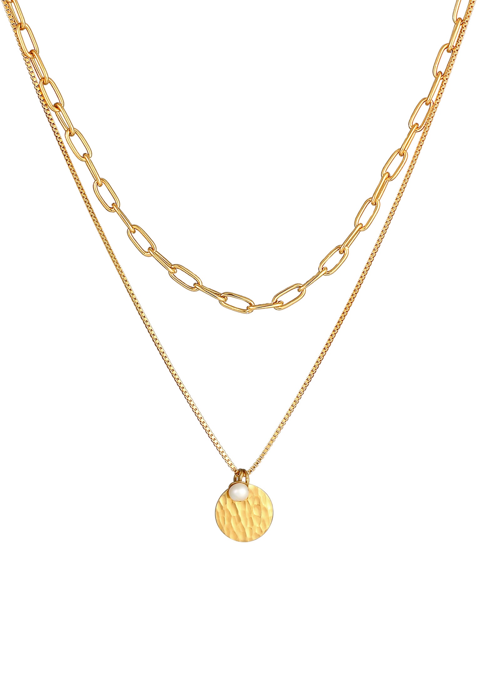 Elli Premium Gliederkette »Layer Plättchen Layer Figaro 2-lagig 925 Silber«