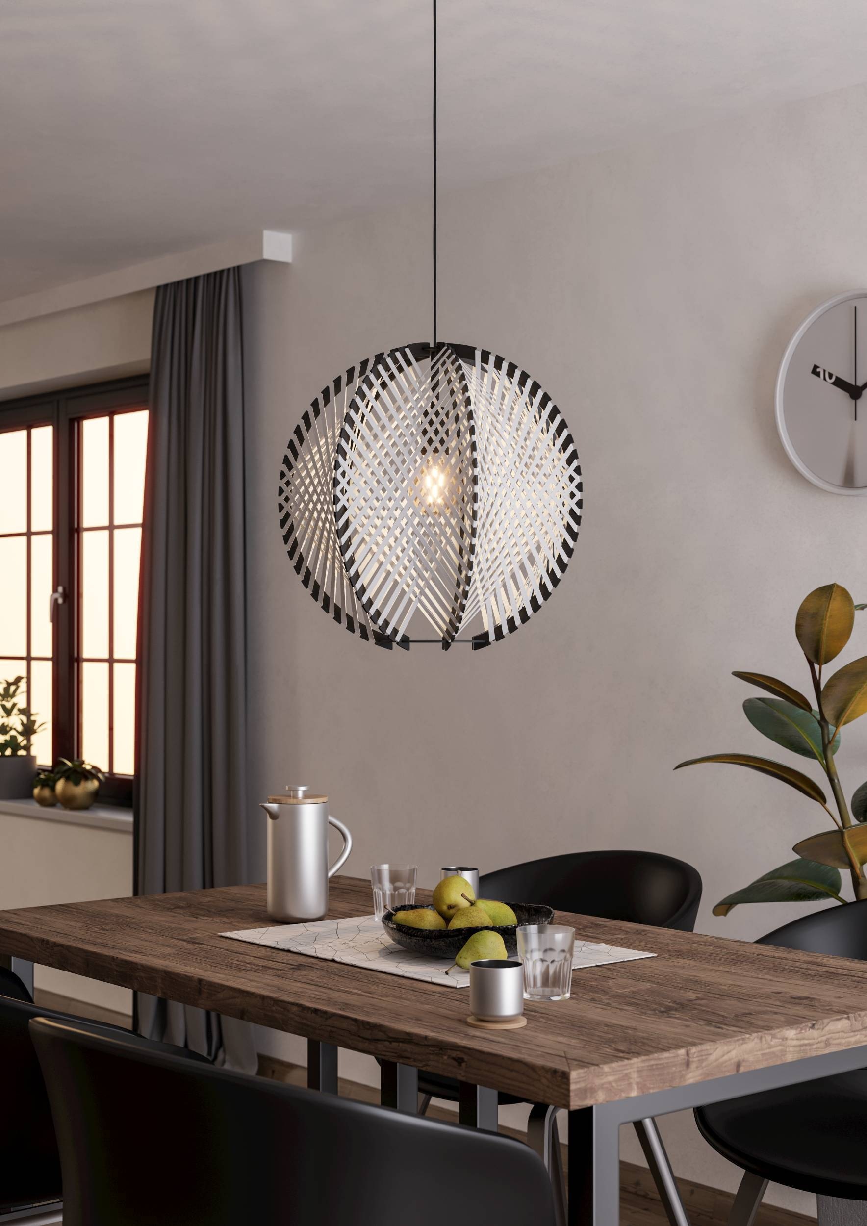 EGLO Hängeleuchte »Waverton Hängelampe, Esszimmerlampe, Metall, Holz, Texti günstig online kaufen