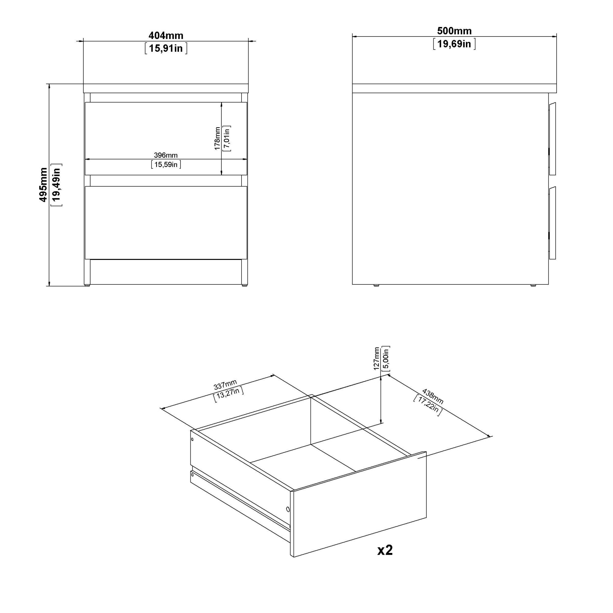 INOSIGN Nachttisch »Naia« Eleganter Nachttisch mit 2 Schubladen
