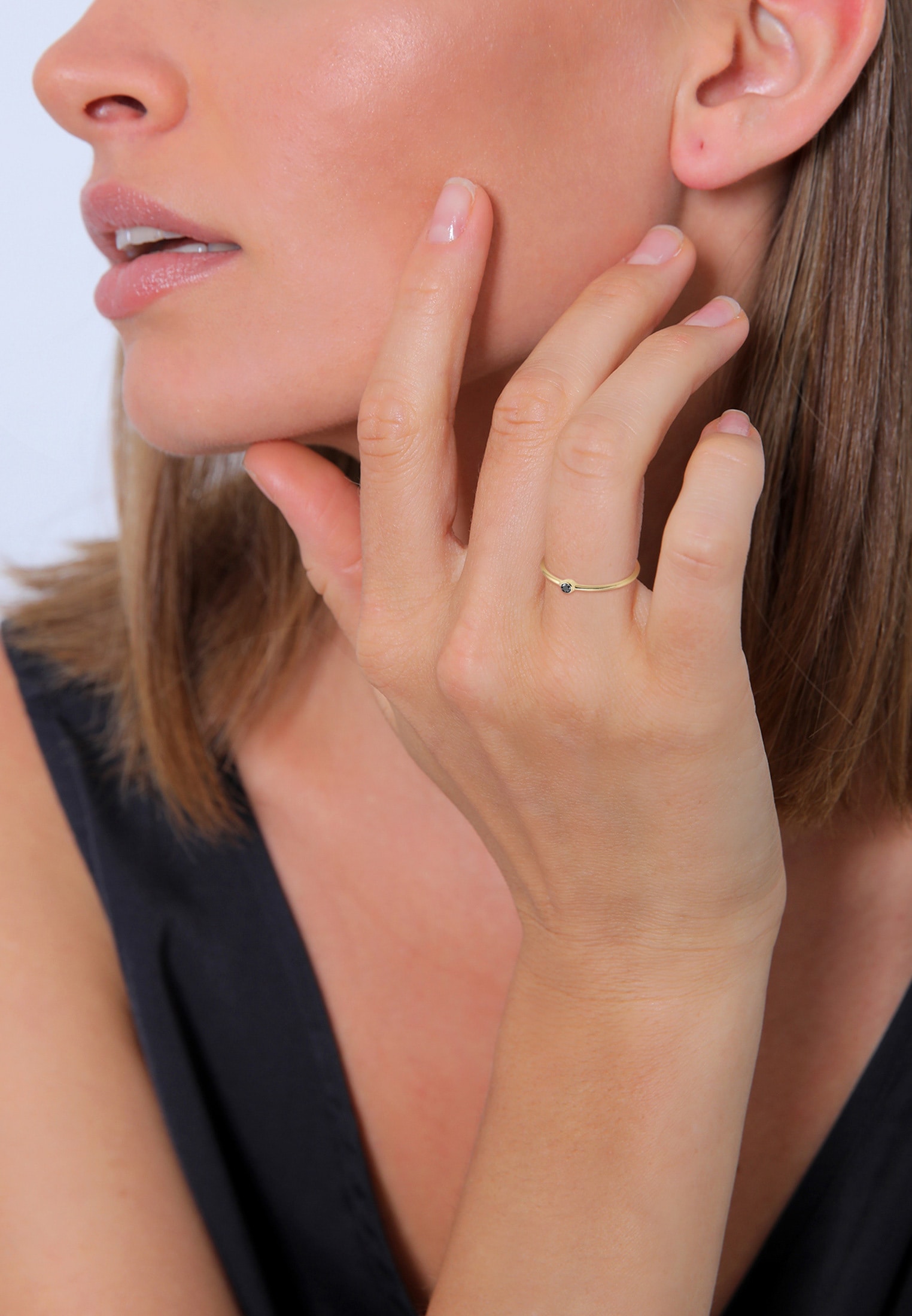 Elli DIAMONDS Verlobungsring »Solitär Schwarzer Diamant (0.03 ct) 375er Gelbgold«