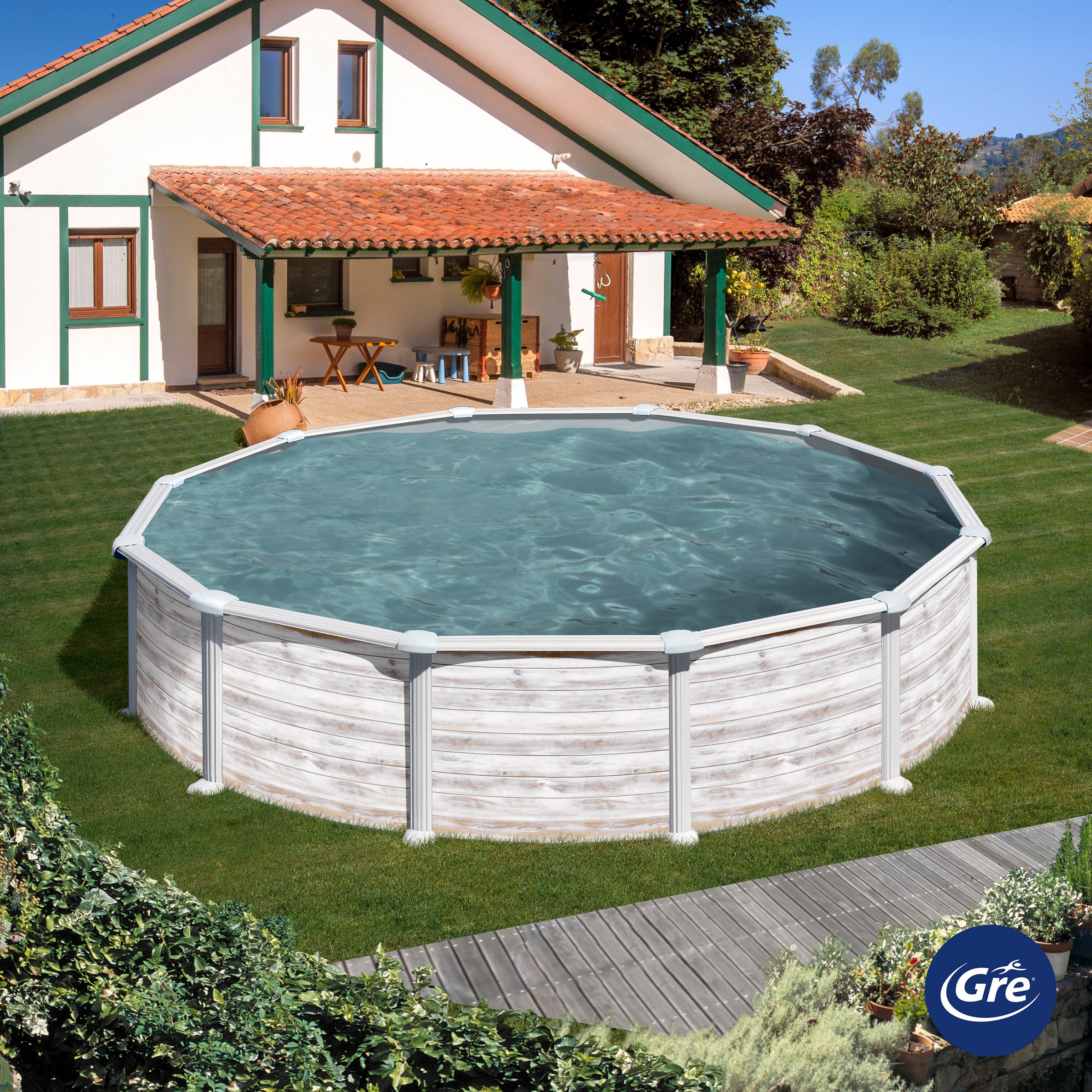 Gre Rundpool »Groenlandia inkl. Zubehör«, (Set, 5 tlg.), Höhe: 132 cm, in versch. Größen erhältlich