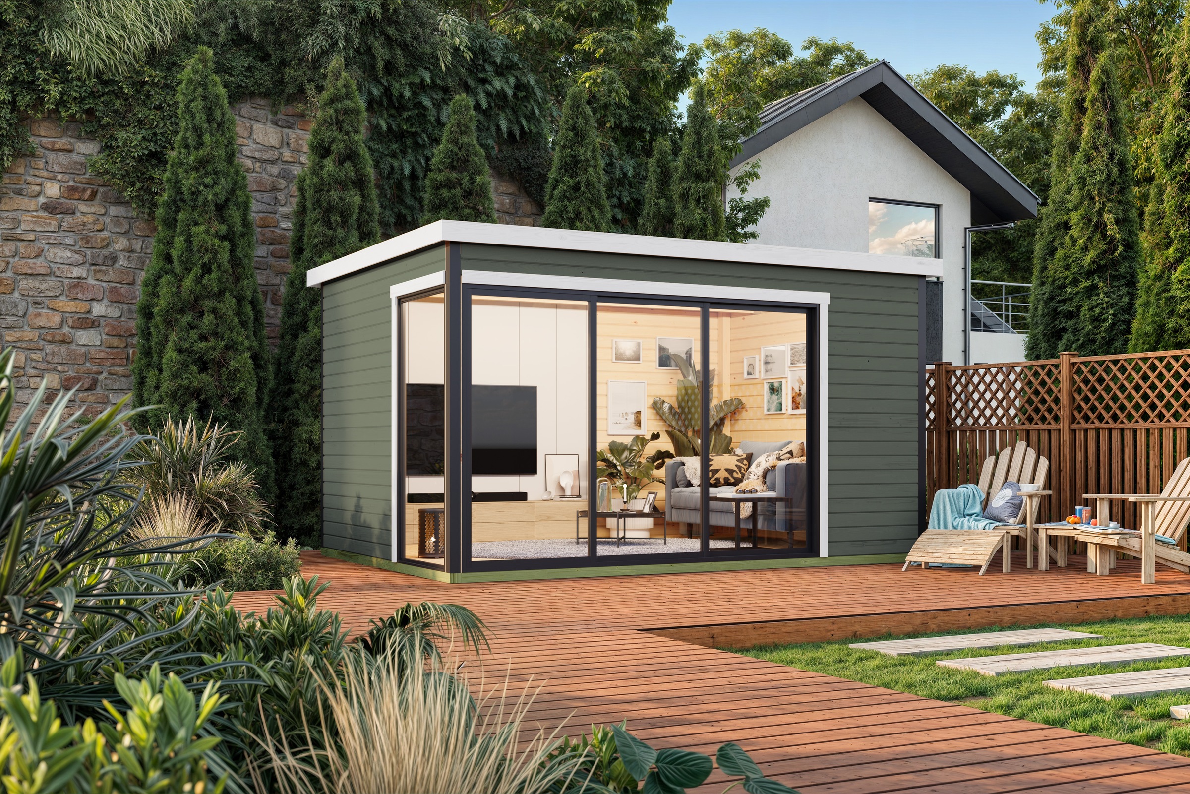 NORDIC HOLZ Gartenhaus »AUSTIN 6« Grüngrau