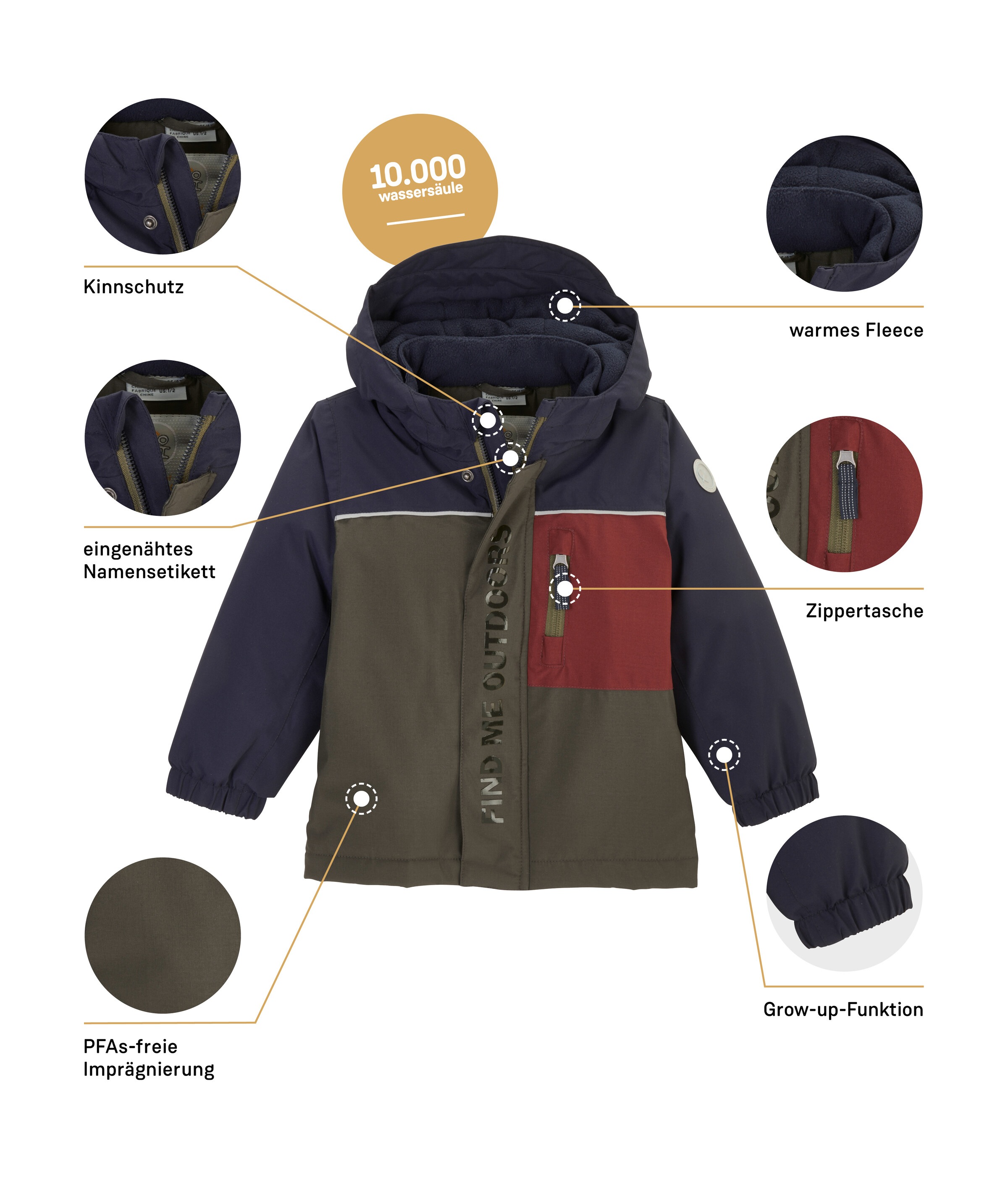 first instinct by killtec Funktionsjacke »FIOW 22 MNS JCKT« Wasserdichte Winterjacke mit Grow-Up-Funktion, reflektierendes Design