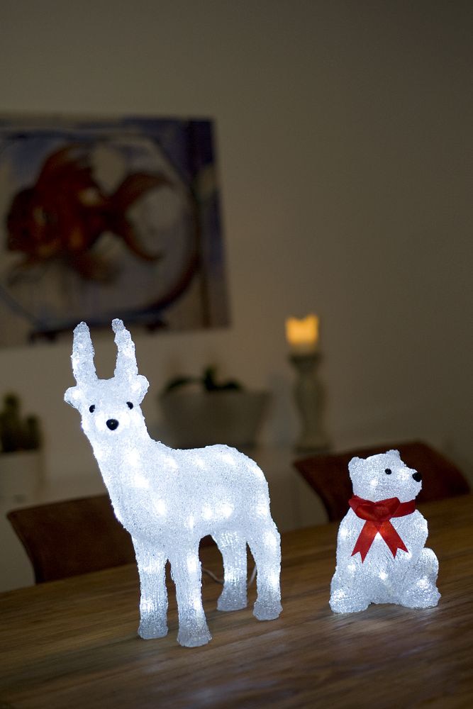 KONSTSMIDE LED Dekofigur »LED Acryl Eisbär mit roter Schleife«, 16 kalt weiße Dioden