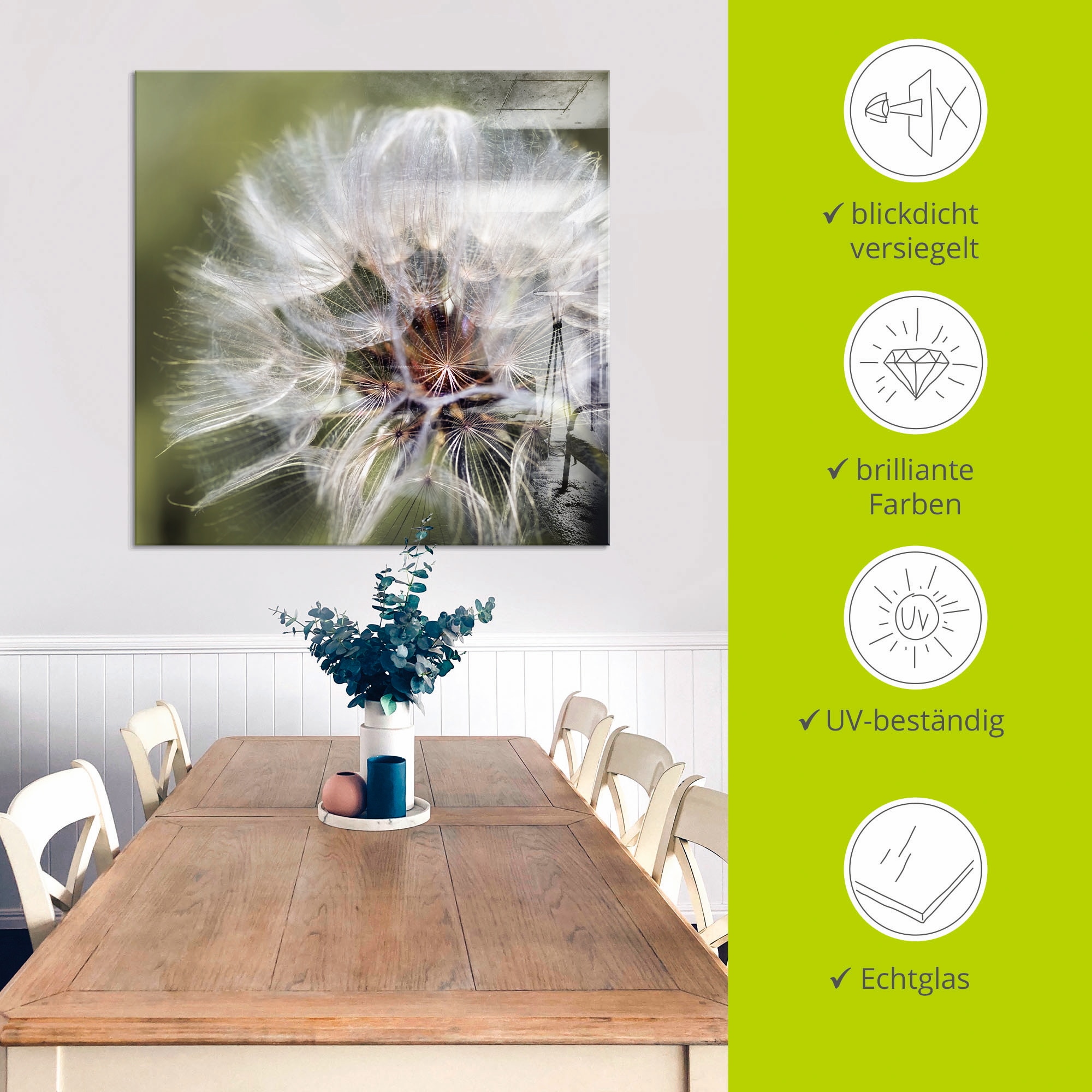 Artland Glasbild »Pusteblume II«, Blumen, (1 St.), in verschiedenen Größen