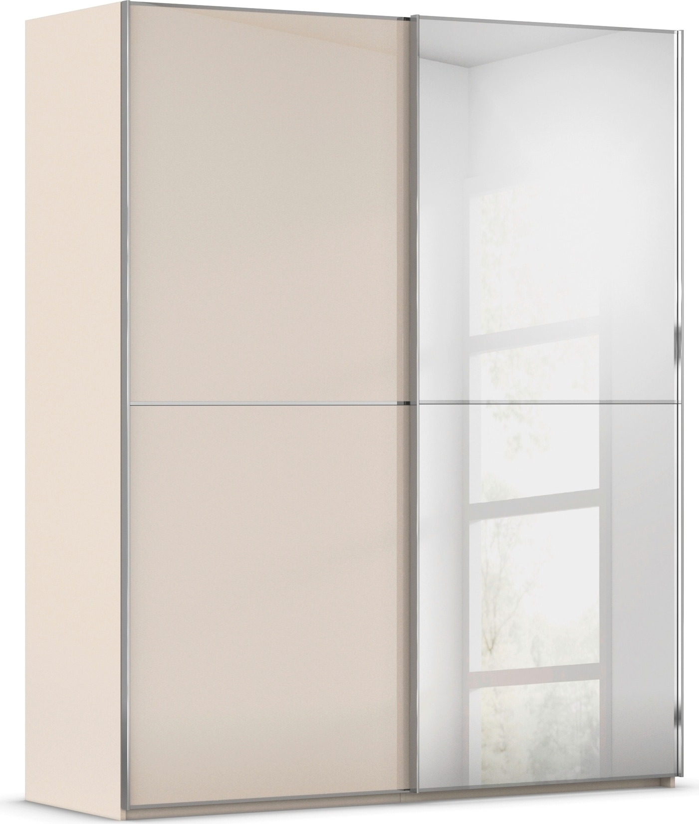 rauch Schwebetürenschrank »Kleiderschrank Schrank Garderobe Schlafzimmerschrank SCALE-DUO« edle zweigeteilte Türen Spiegel/Glas-Mix 3 Zierleisten MADE IN GERMANY