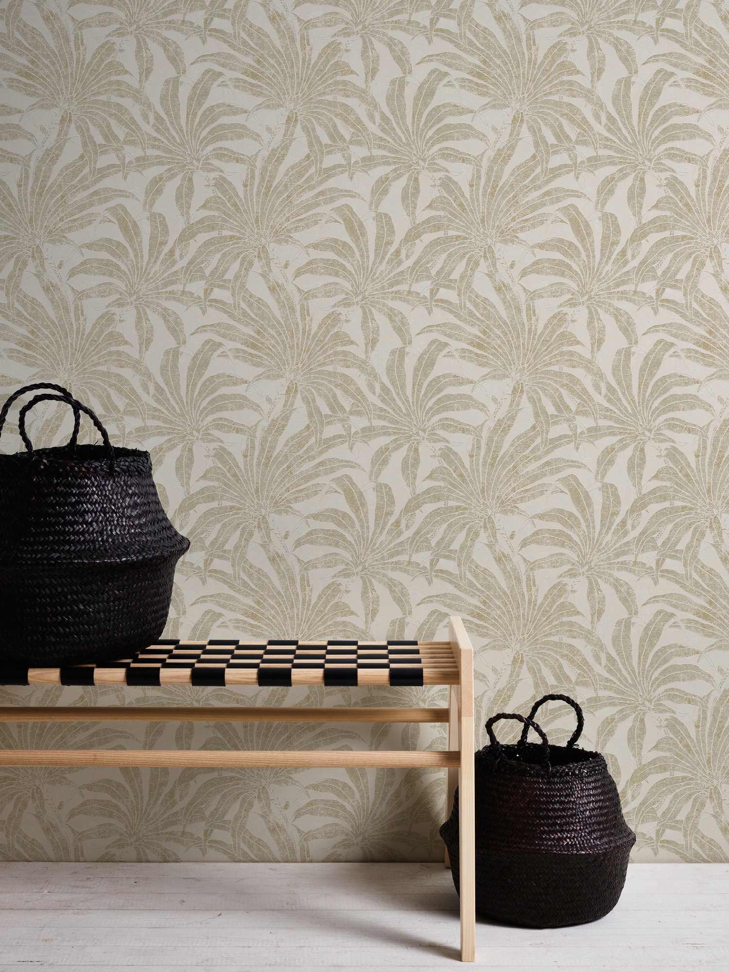 Bricoflor Palmen Tapete in Gold Terracotta Metallic Vliestapete mit Palmenb günstig online kaufen
