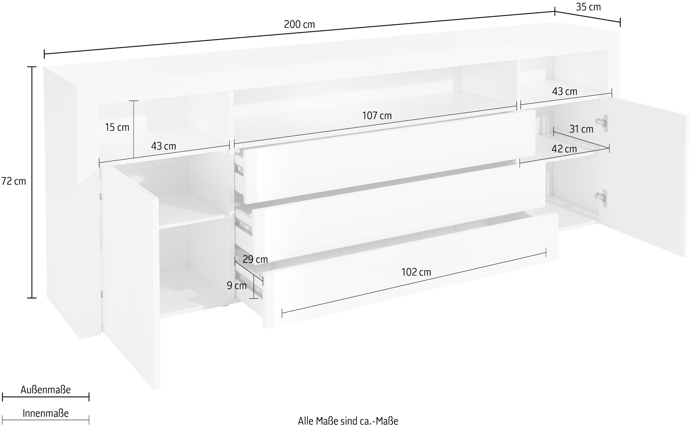 borchardt Möbel Sideboard »Santa Fe«, Breite 200 cm auf Raten bestellen