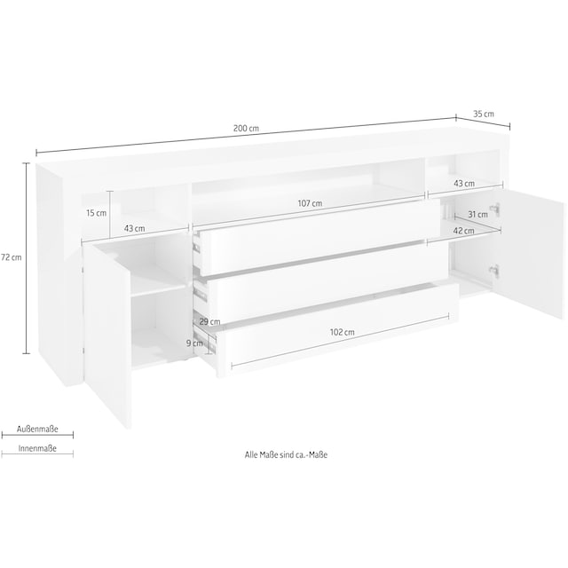 borchardt Möbel Sideboard »Santa Fe«, Breite 200 cm auf Raten bestellen