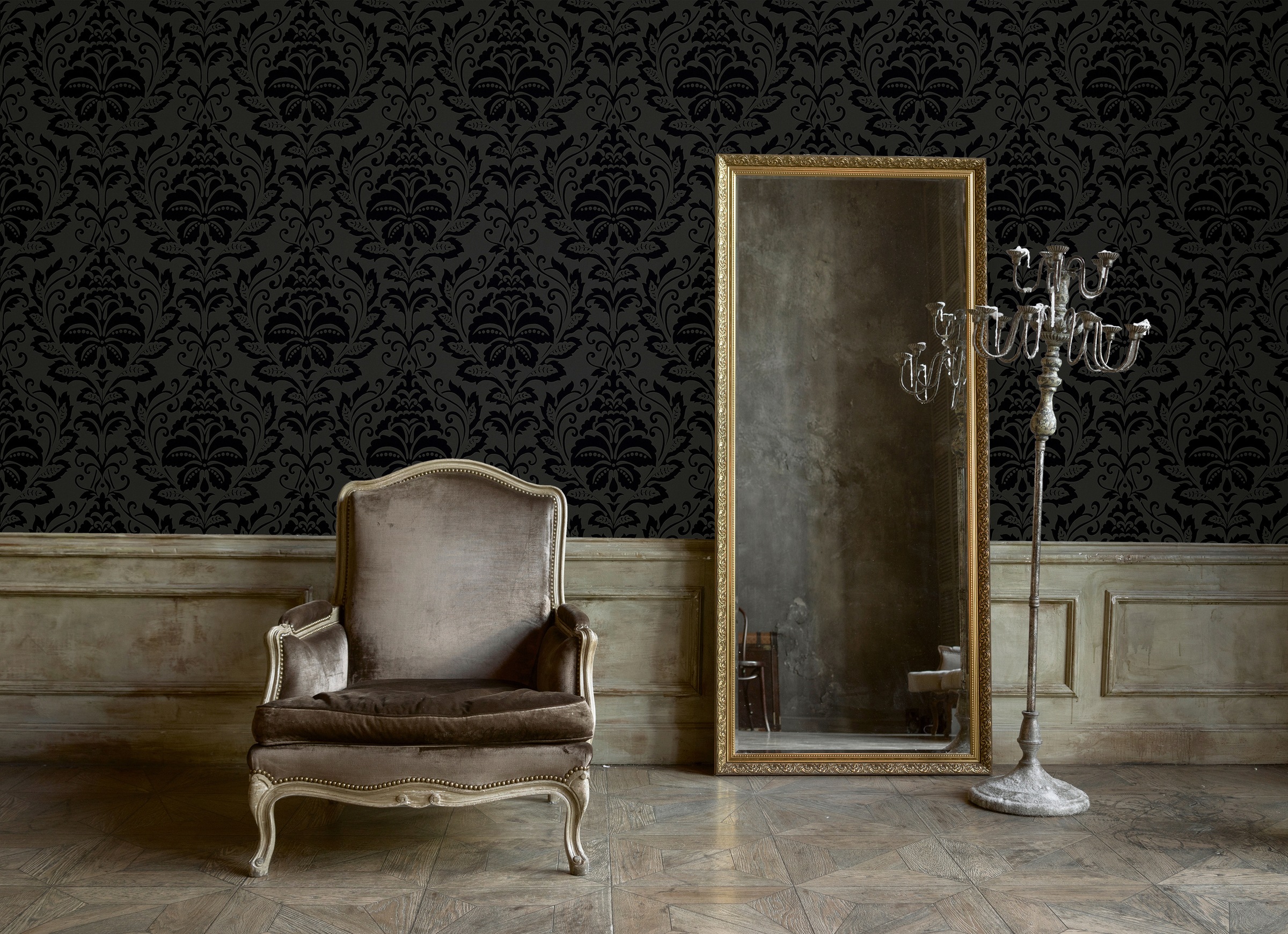living walls Vliestapete »Black & White«, Barock-ornamental-gemustert, Ornament Tapete Barock Tapeten Wohnzimmer Schlafzimmer Küche modern
