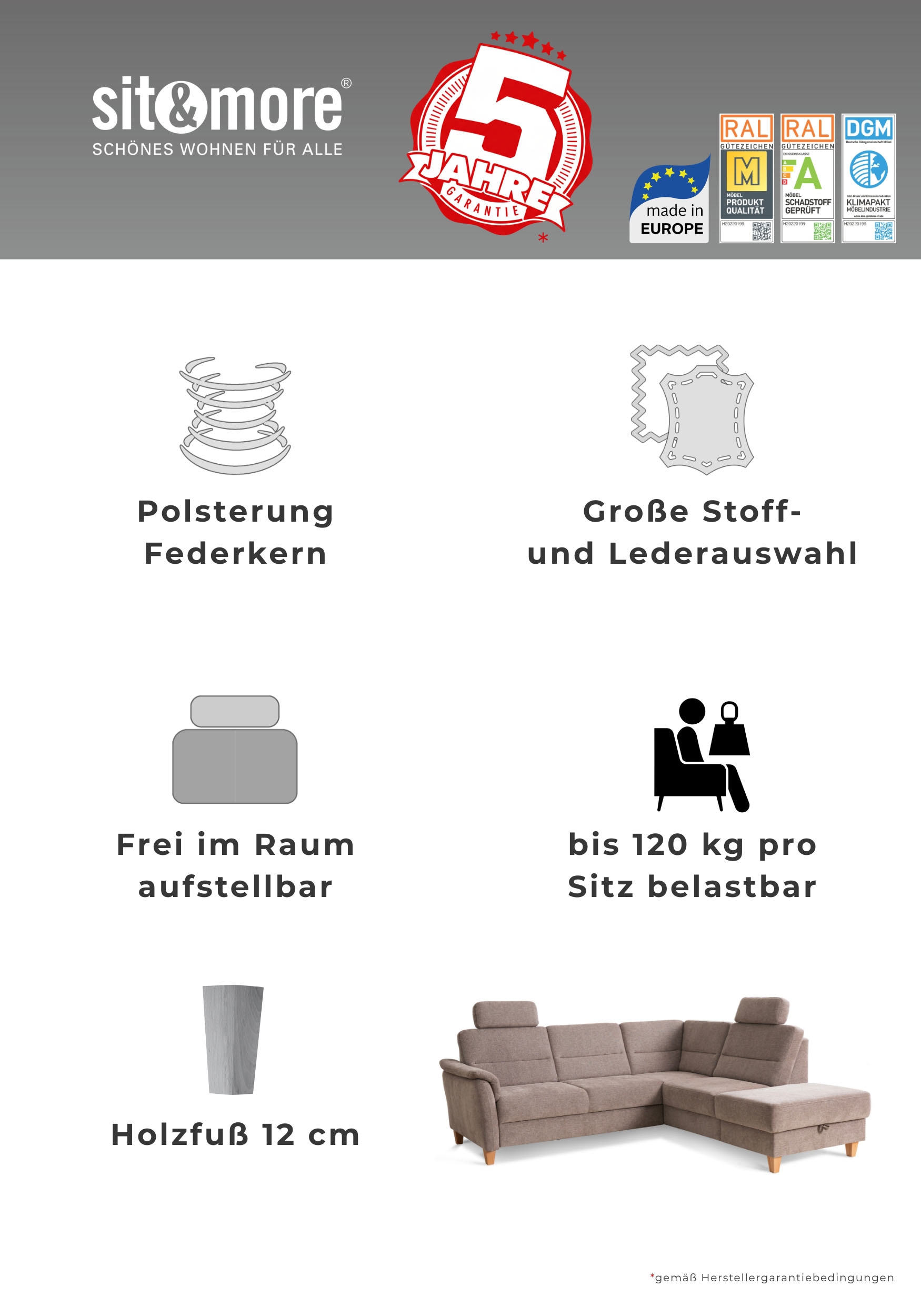 Home affaire Ecksofa »Palmera L-Form, B: 244 cm - OTTO. Verlässliche Qualität.« optional Bettfunktion & Bettkasten, Federkern