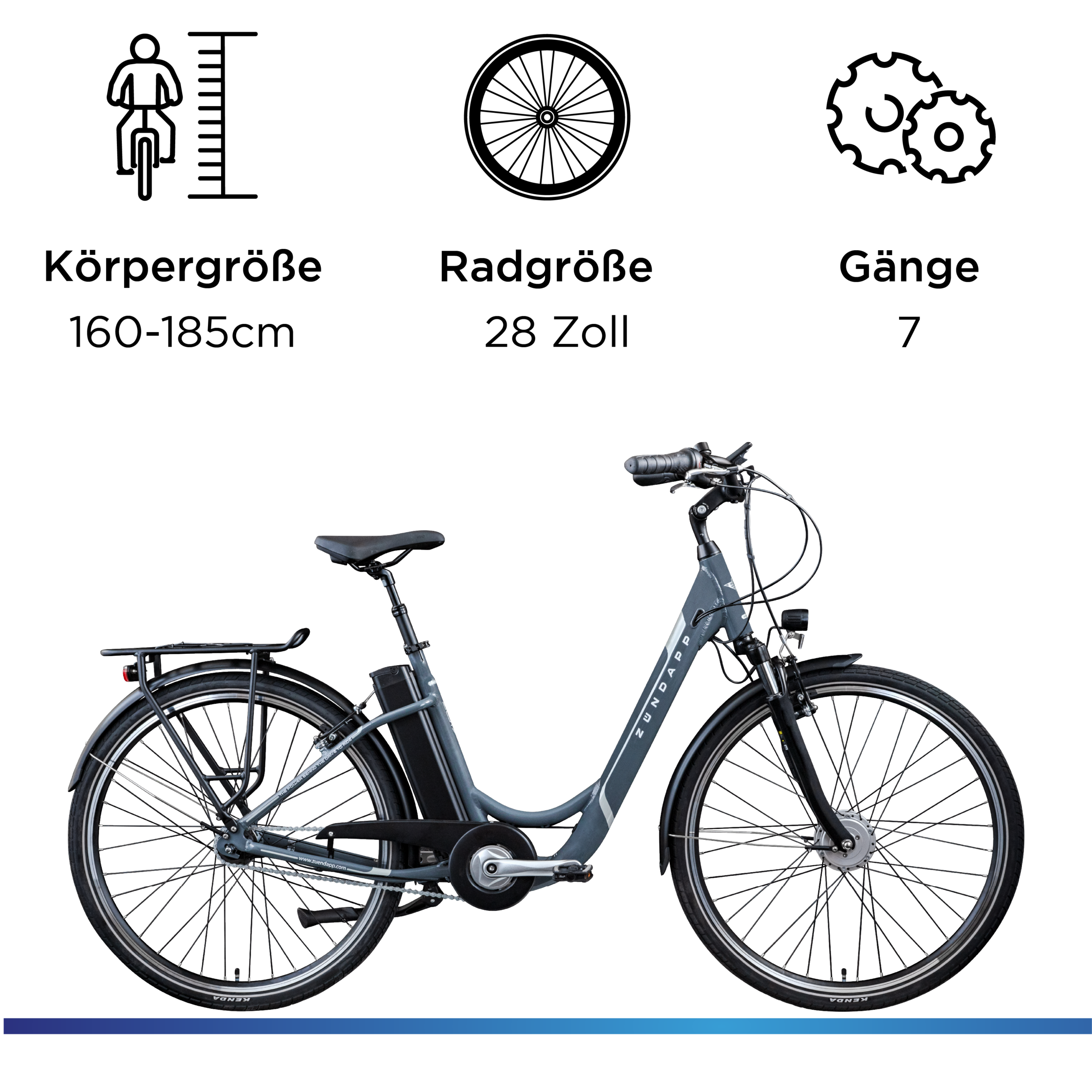 Zündapp »Z517« 7 Gang Nabenschaltung Frontmotor 250 W E Bike Damenfahrrad 28 Zoll 155 - 190 cm mit 7 Gang Nabenschaltung