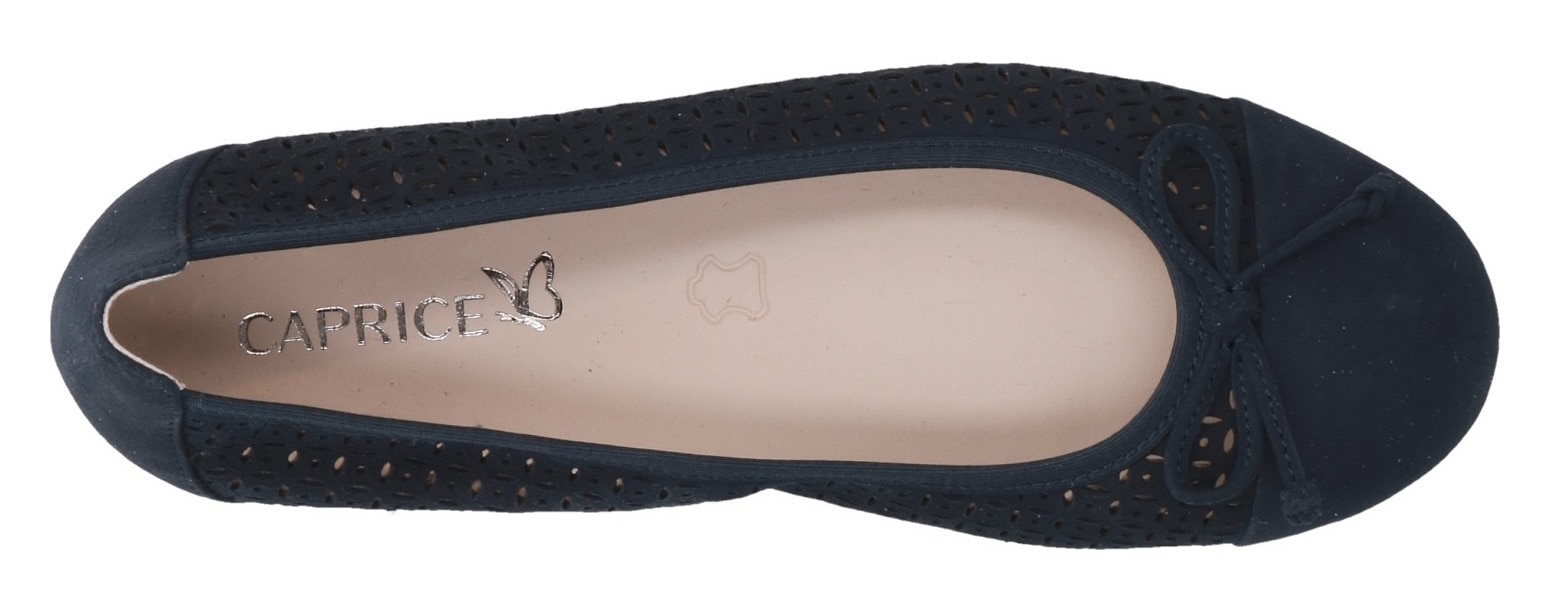 Caprice Ballerina, Blockabsatz, Businessschuh, Bequemschuh mit dezenter Zierschleife