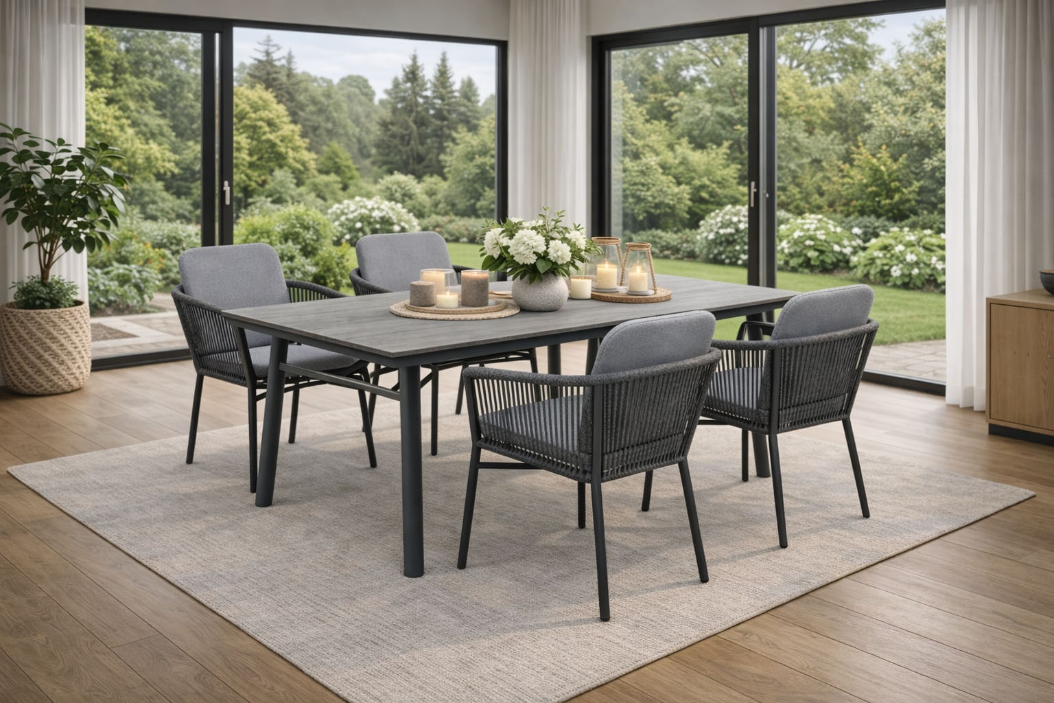 Destiny Garten-Essgruppe »LIMONE SAN MARINO« Set, 5 tlg. Essgruppe 4 Se + Tisch RE 180x90cm anth.