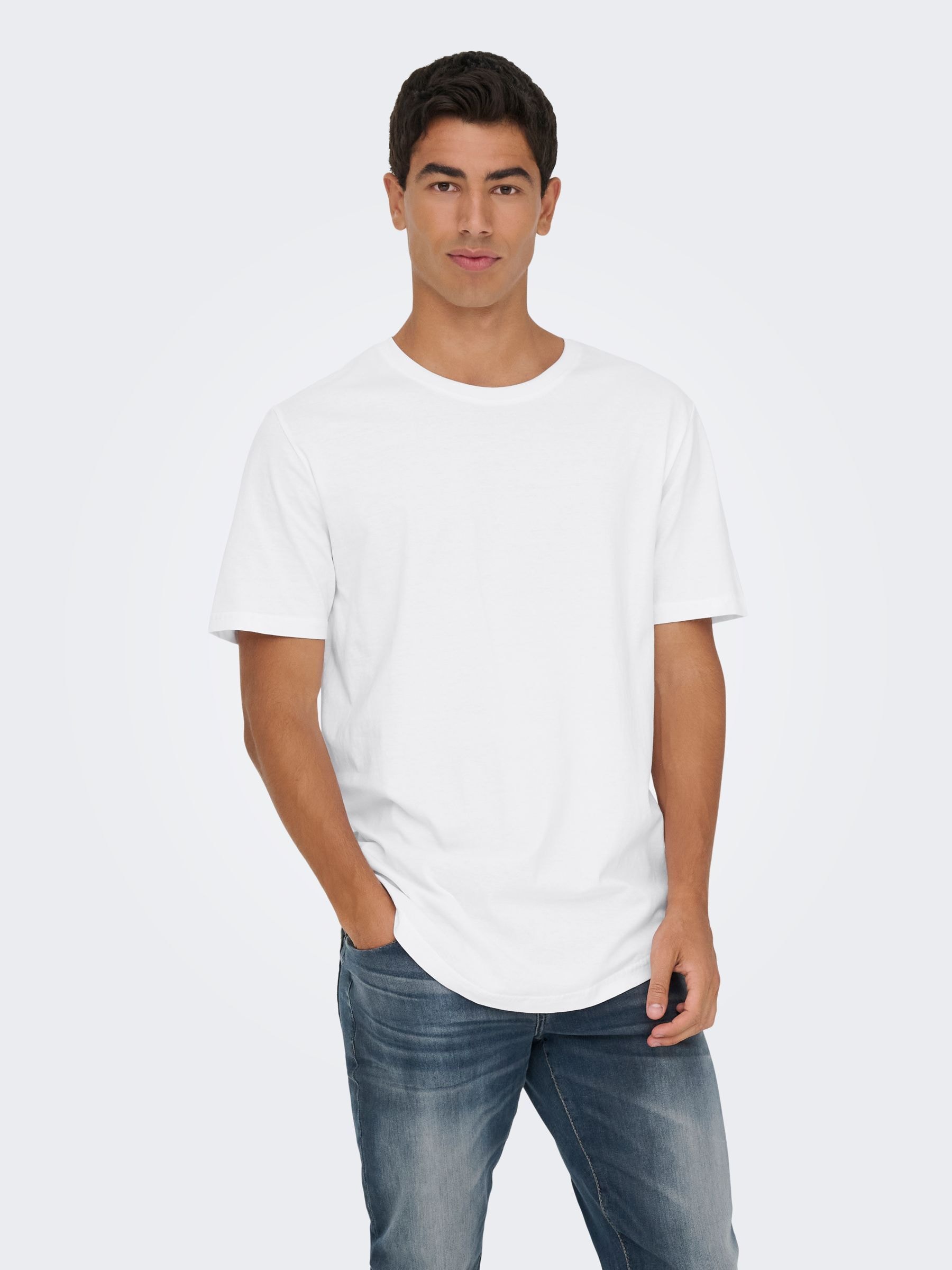 ONLY & SONS Rundhalsshirt »ONSMATT LONGY SS TEE 3-PACK« Packung, 3 Stk. Baumwolle, lang geschnitten