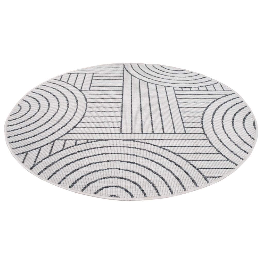 Carpet City Outdoorteppich »DUO RUG 5842«, rund, 5 mm Höhe, Wendeteppich Wetterfest In- & Outdoor, Balkon, Terrasse, Wohnzimmer