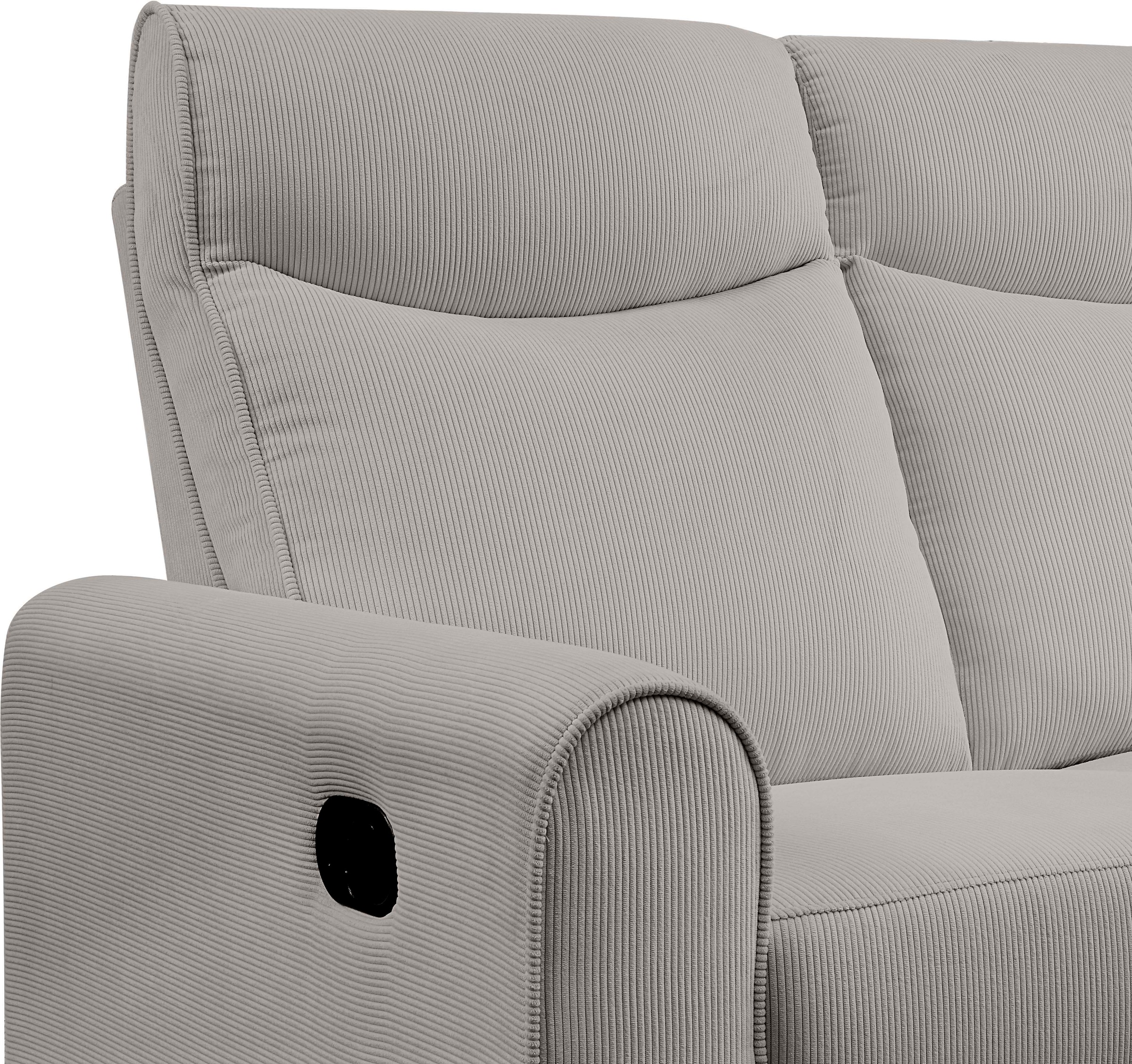 ATLANTIC home collection Ecksofa »Gero L-Form«, mit Relaxfunktion und Stauraum, mit Cord-Bezug