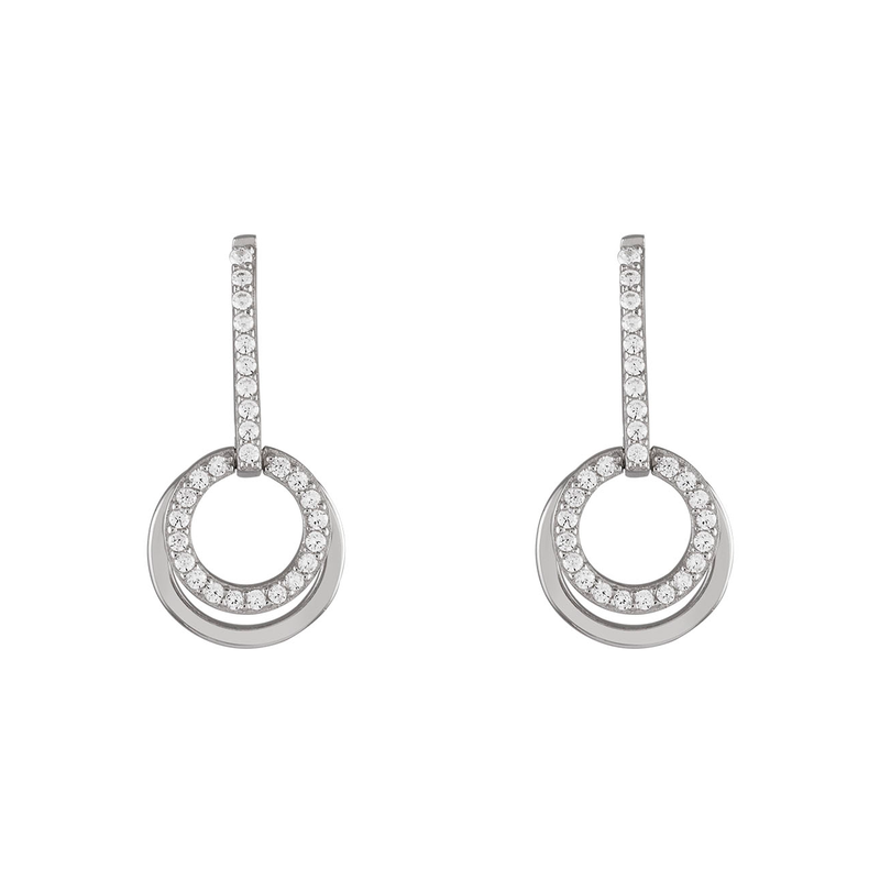 UNIKE JEWELLERY Paar Ohrhänger »CLASSY CIRCLE ELEMENT KREISE RUND, UK.BR.1206.0025« mit Zirkonia (synth.) silberfarben-kristallweiß + kristallweiß...