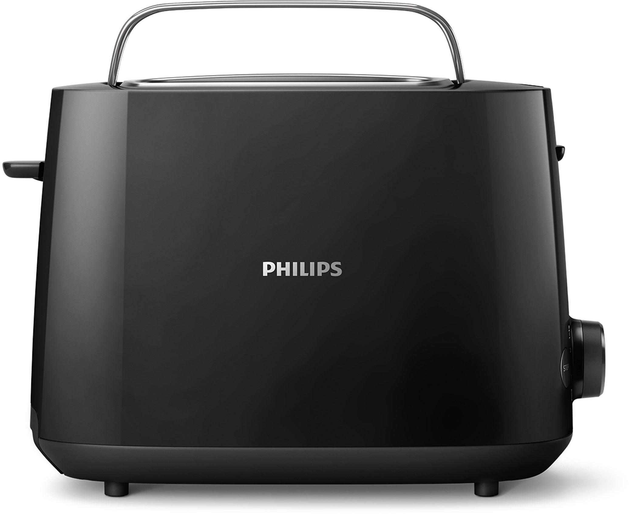 Philips Toaster »HD2581/90 Daily Collection«, 2 kurze Schlitze, für 2 Scheiben, 830 W, Brötchenaufsatz, Krümelschublade, 8 Bräunungsstufen, Schwarz