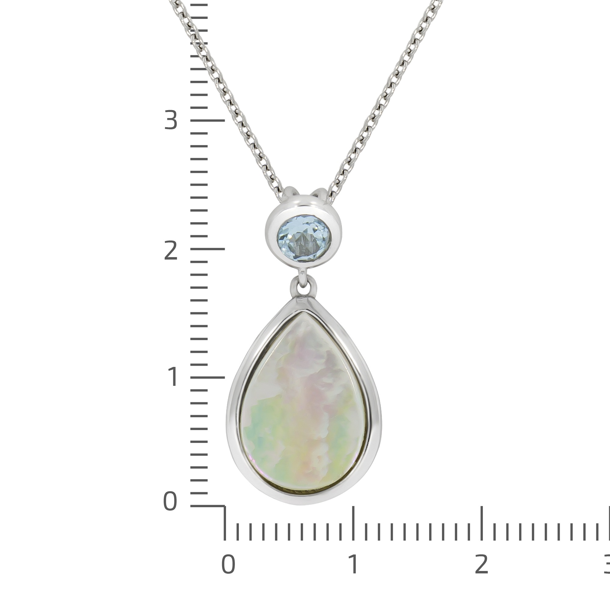 Zeeme Kette mit Anhänger »Silber 925 rhodiniert 42+5cm Perlmutt weiß Topas blau«