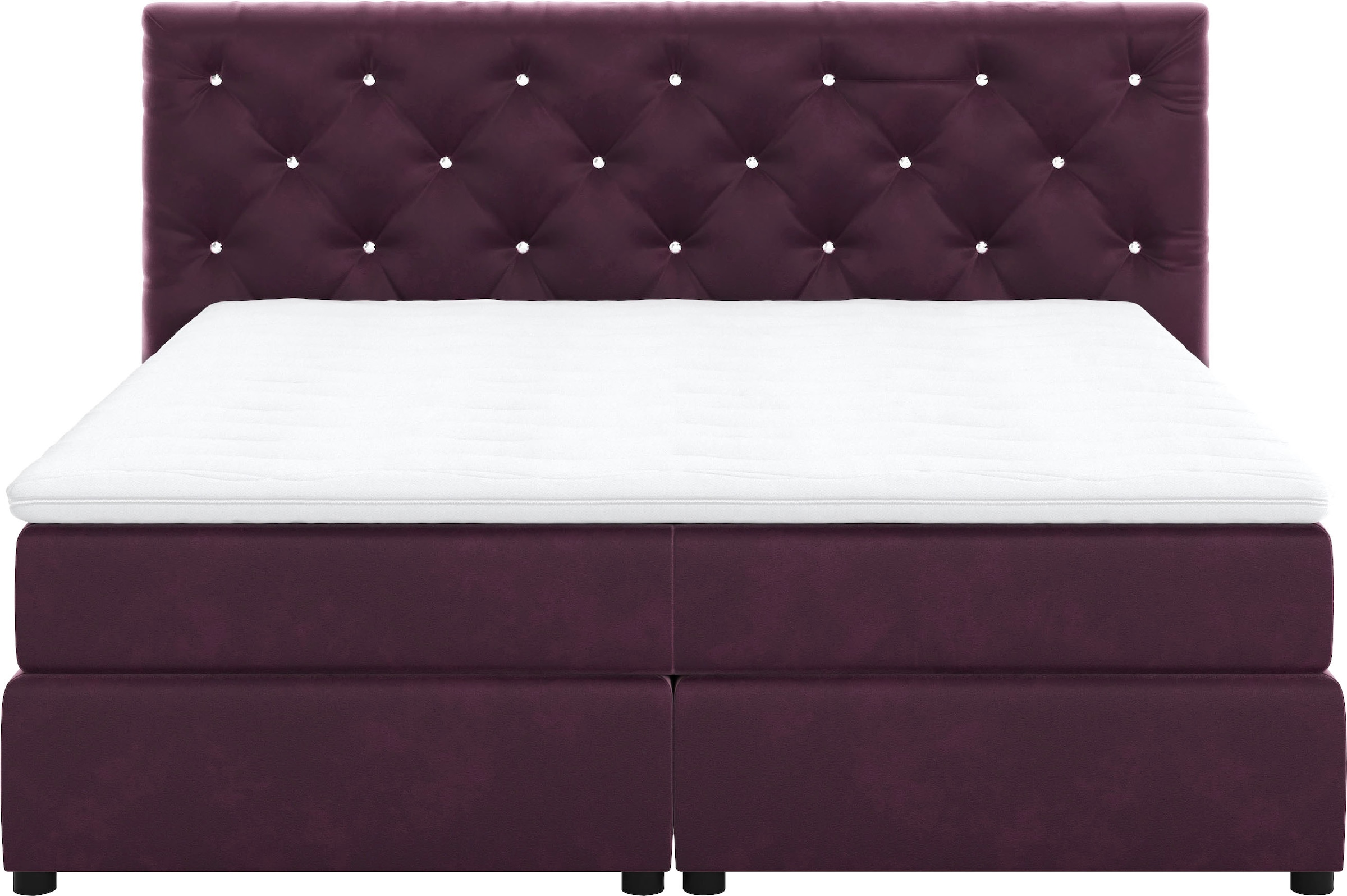COTTA Boxspringbett »Castle«, mit Strasssteinen im Kopfteil, inkl. Topper