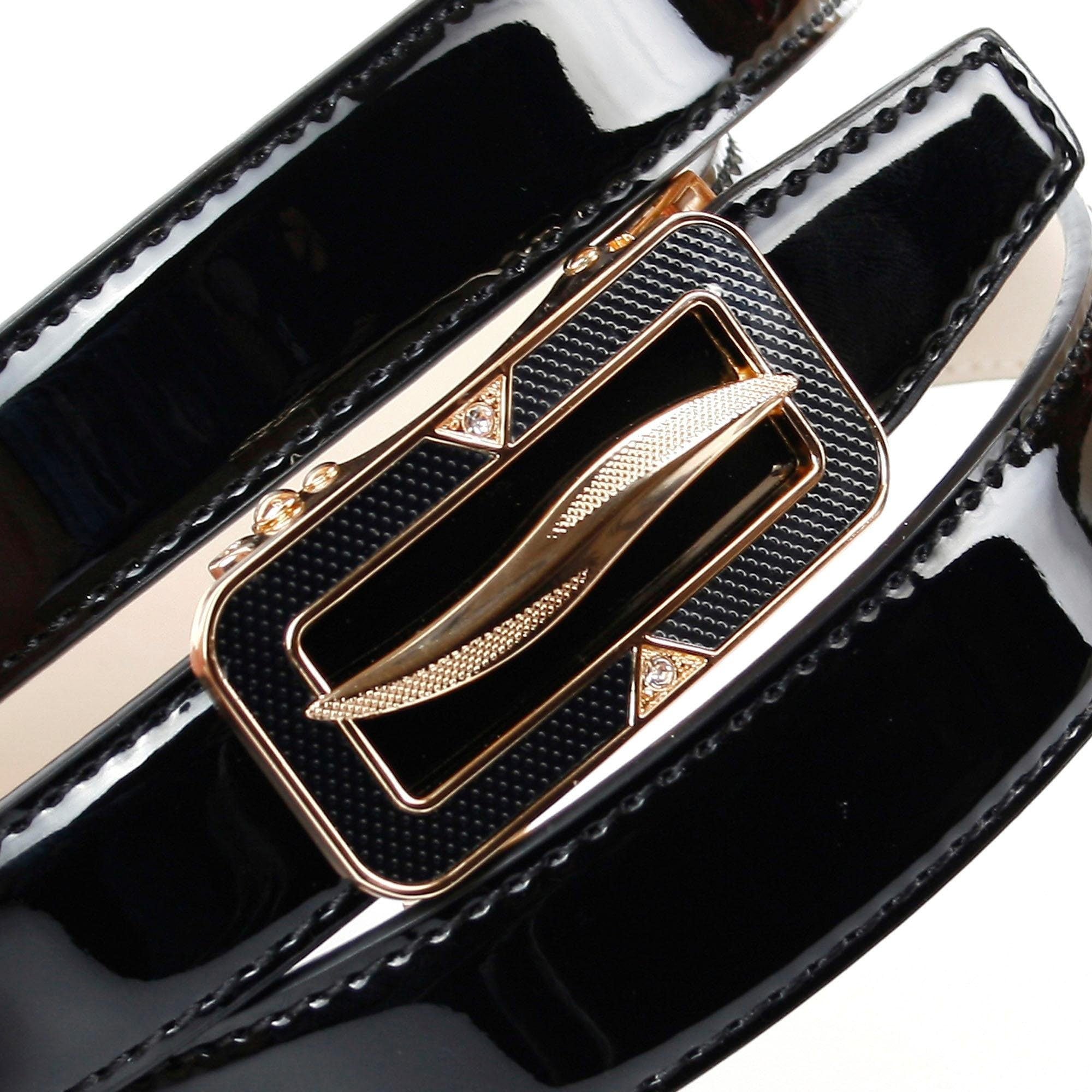 Anthoni Crown Ledergürtel, Automatik Lackgürtel in schwarz