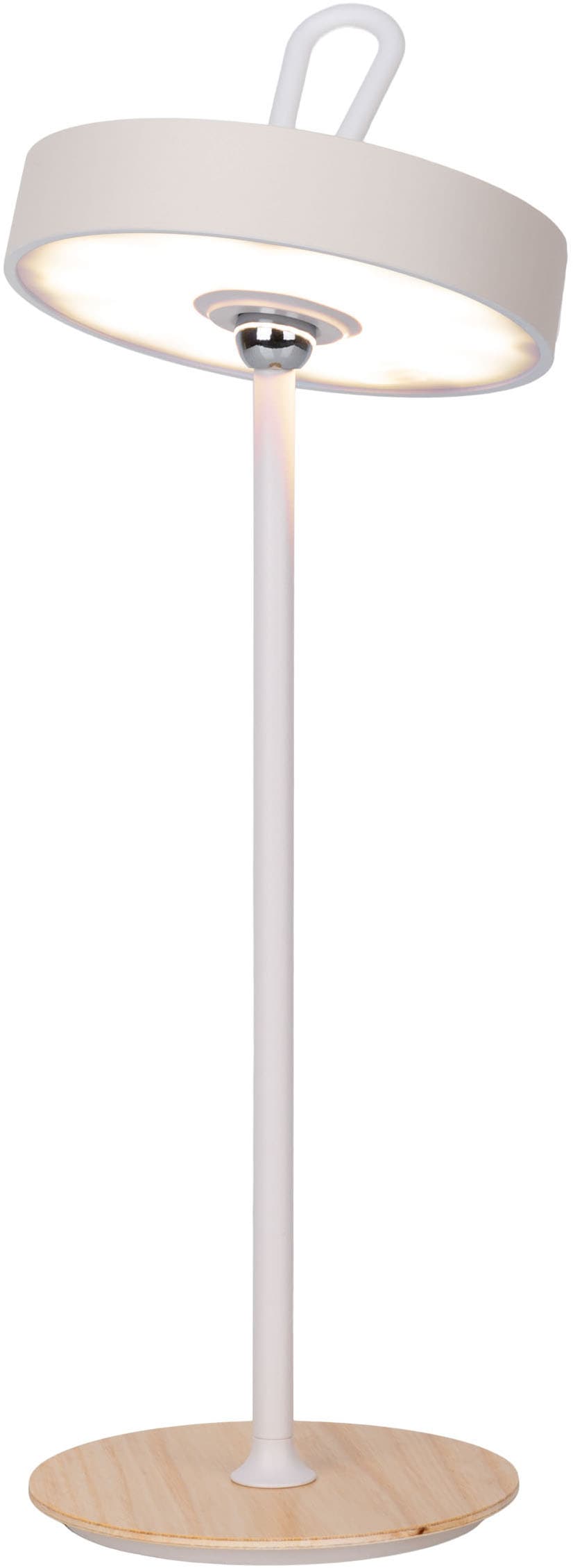 my home LED Tischleuchte »Charmont mit Holzfuß, abnehmbares Kopfteil als Hängeleuchte verwendbar« LED-Modul 1 Stk. Warmweiß aufladbar, inkl Akku + USB Kabel, Kopfteil magnetisch, abnehmbar, Holz