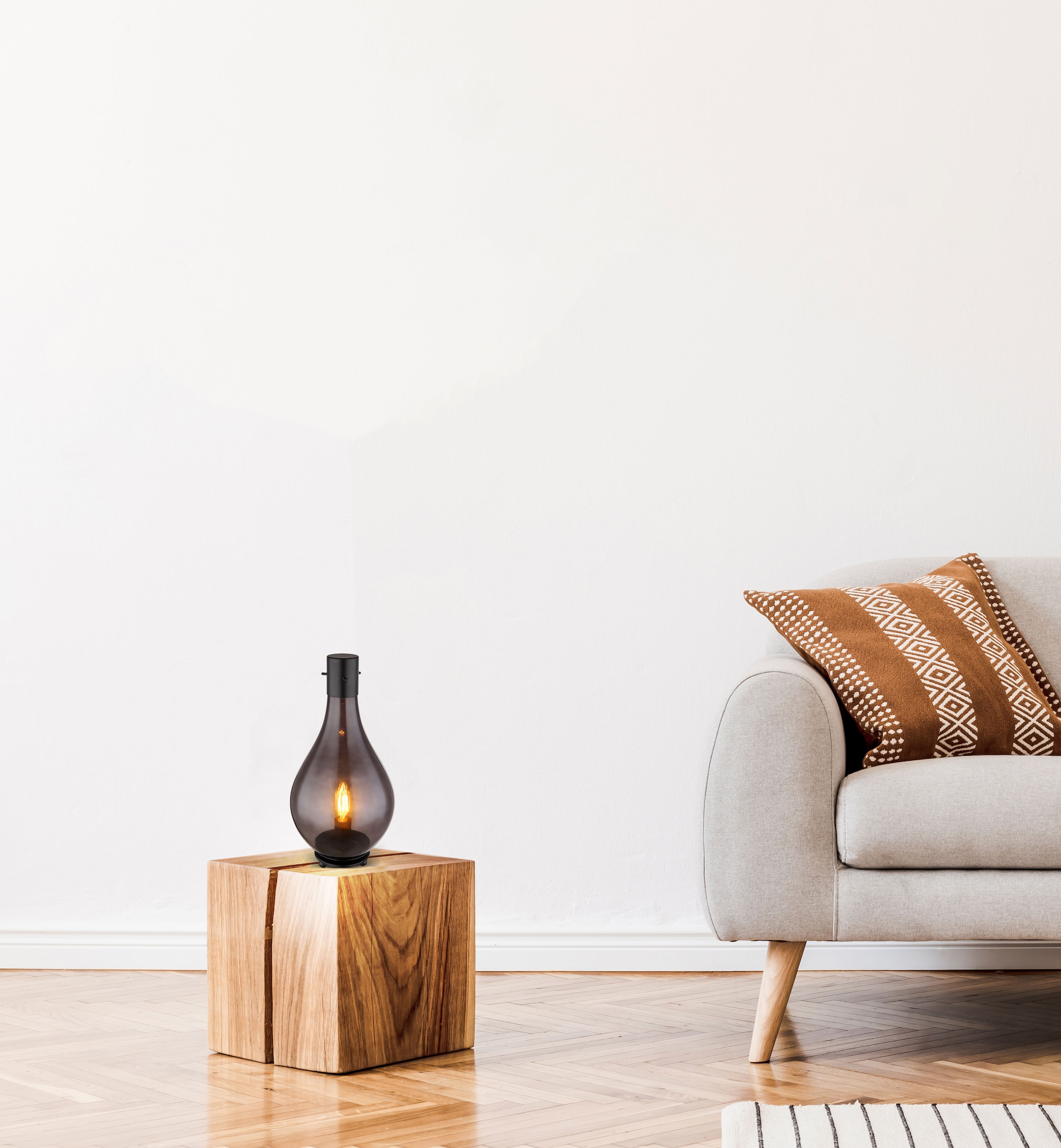 GLOBO LIGHTING Tischleuchte »OSKUS« E14 1 Stk. Tischlampe Glas rauchfarben günstig online kaufen