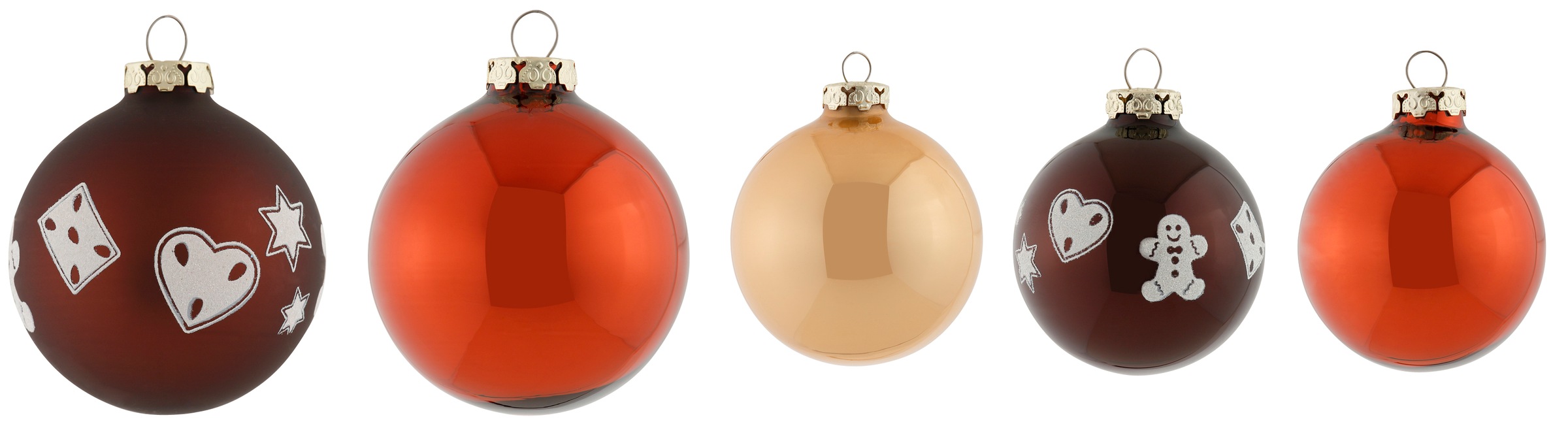 Home affaire Weihnachtsbaumkugel »Casenda, Cappuccino, Weihnachtsdeko, Christbaumschmuck aus Glas«, (Set, 18 St.), Christbaumkugeln mit Motiv, 18-teilig, Ø 6 cm, 7 cm, 8 cm
