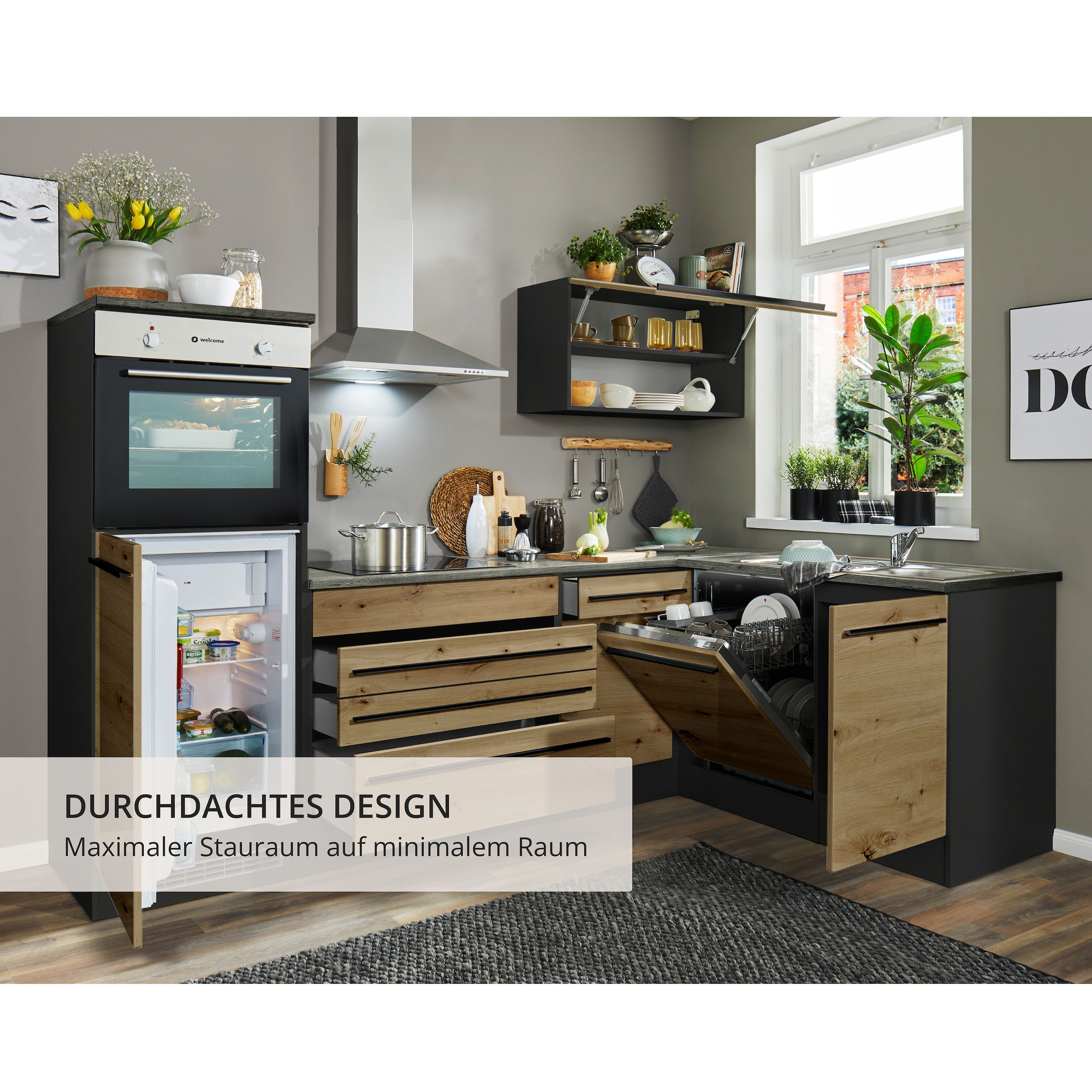 BASIC by Balculina Winkelküche »Jazz« Stellbreite 260x175 cm, wahlweise mit E-Geräten