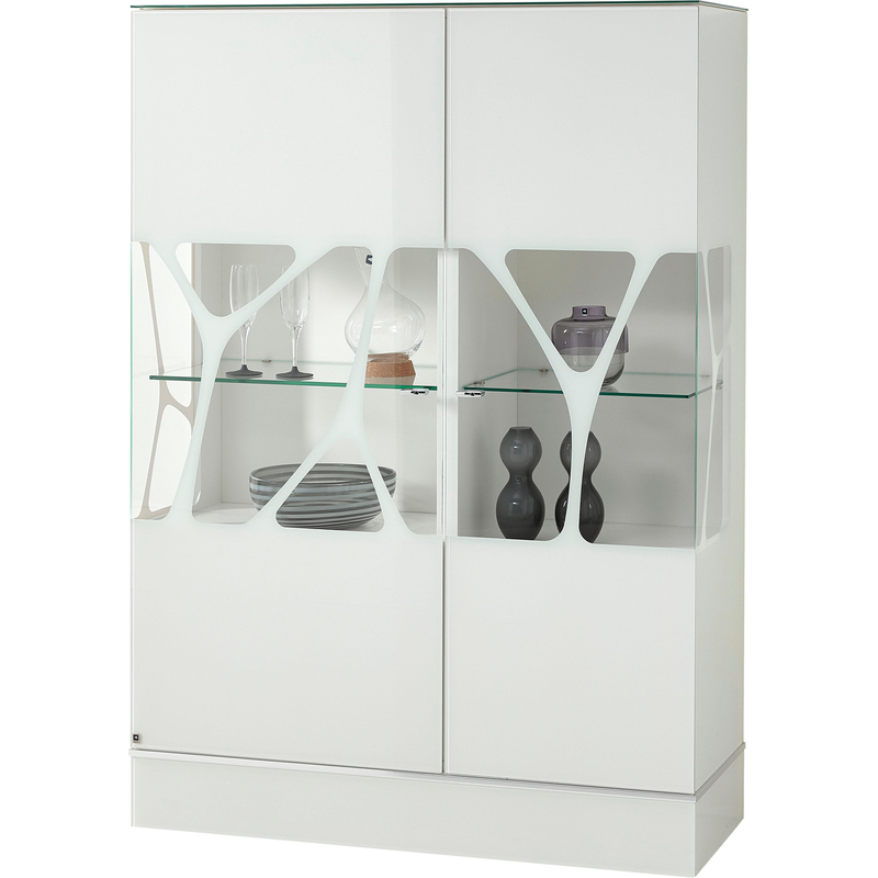 LEONARDO Highboard »CUBE« mit Genetics, wahlweise mit Beleuchtung, Höhe 157 cm Lack weiß