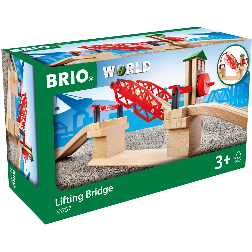 BRIO® Spielzeugeisenbahn-Brücke »BRIO® WORLD, Hebebrücke«, FSC®- schützt Wald - weltweit