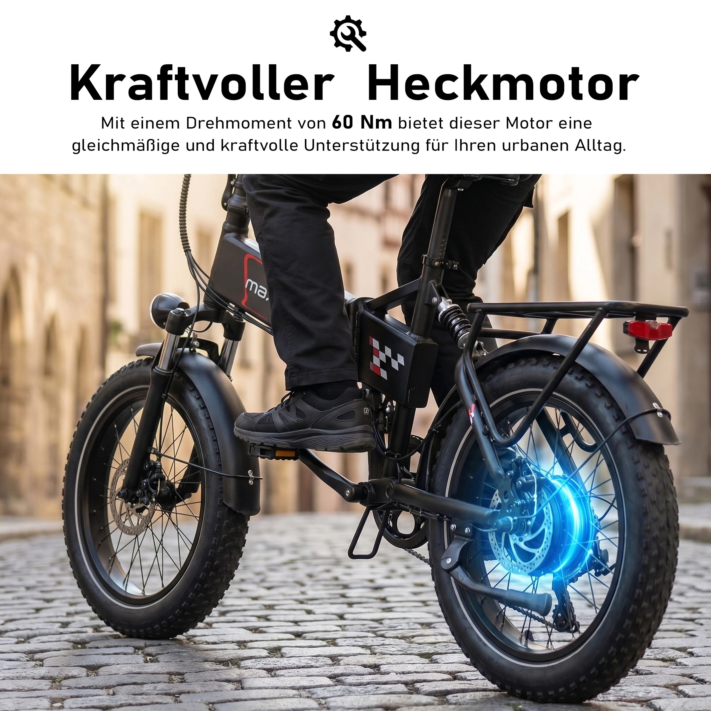 Maxtron »Maxtron Polaris 20-Zoll Elektro-Fatbike« 7 Gang Shimano Kettenschaltung Heckmotor 250 W Packung,  mit 60 Nm Power – perfekt für City-Pendler