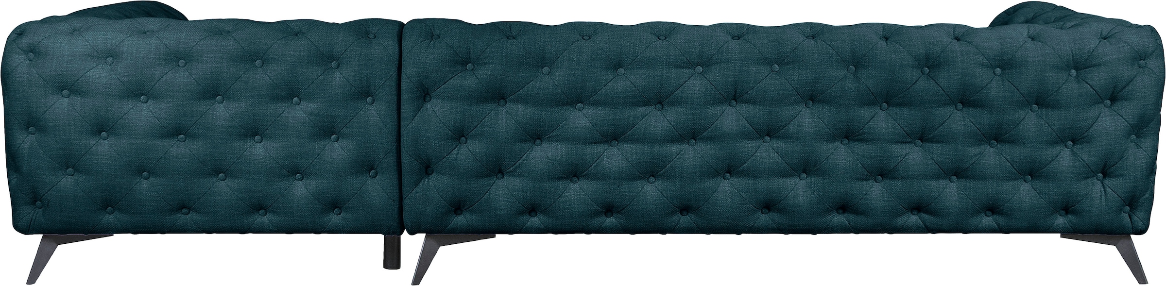 Leonique Chesterfield-Sofa »Ecksofa GLYNIS L-Form mit Wellenunterfederung, Maße B/T/H 323/264/75cm«, aufwändige Knopfheftung, moderne Chesterfield Optik, Fußfarbe wählbar