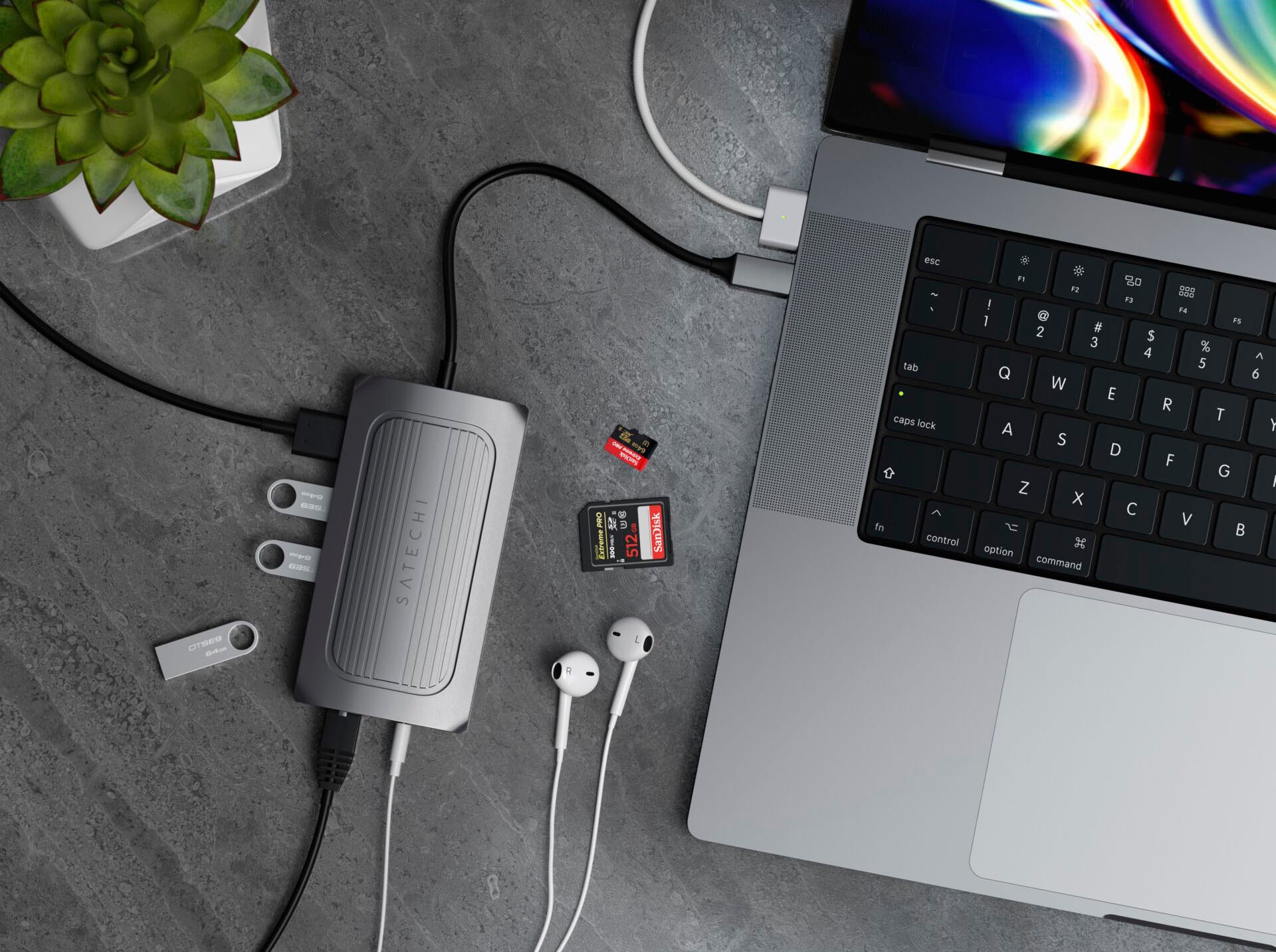 Satechi USB-Adapter »USB4 Multiport Adapter with 8K HDMI«, HDMI-USB 3.0 Typ A-3,5-mm-Klinke-RJ-45 (Ethernet) zu USB Typ C