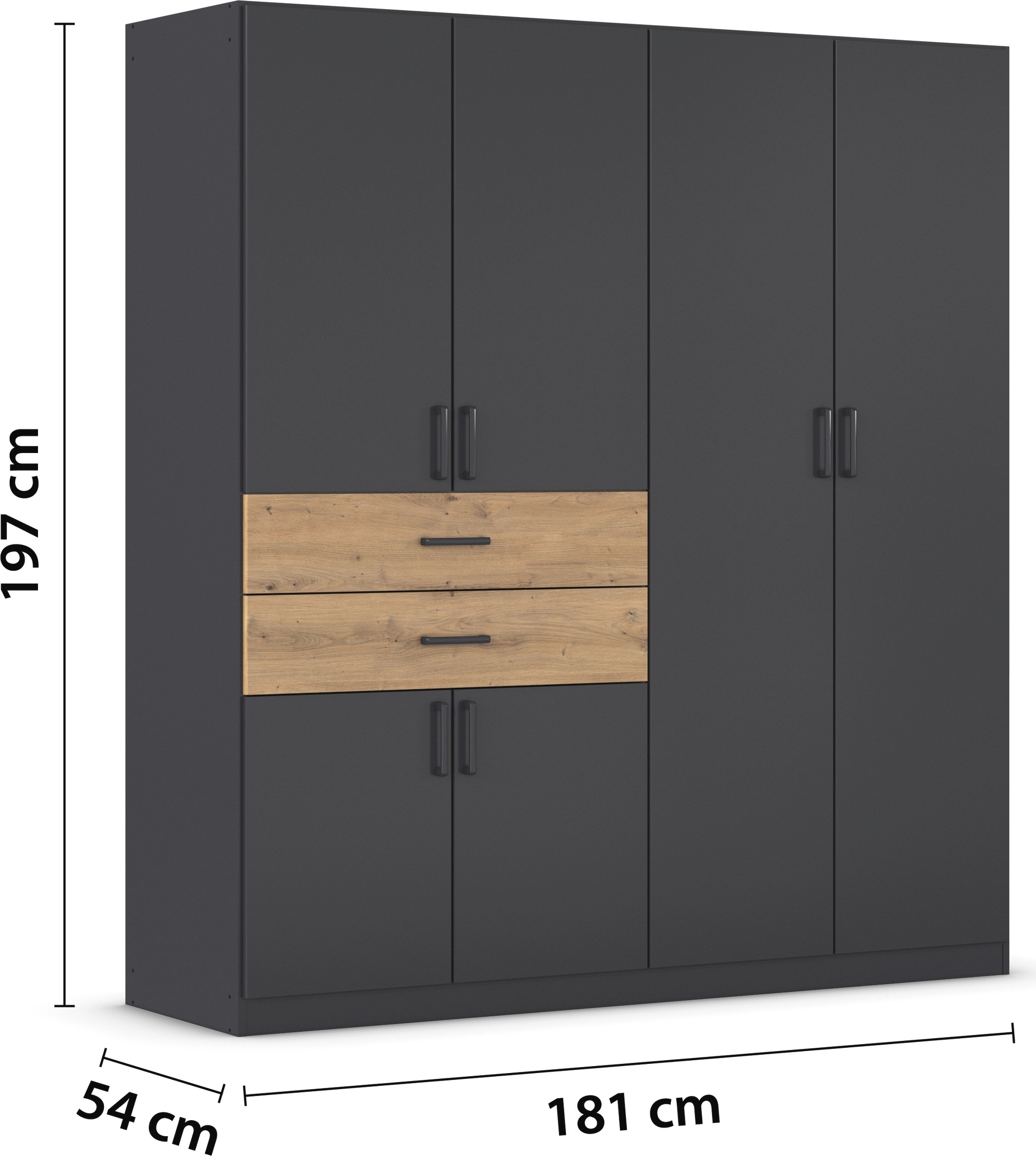 rauch Drehtürenschrank »Kleiderschrank Schrank Garderobe MAIKA mit Dekor-Front«, 2 Schubladen, in verschiedenen Breiten, Höhen, Farben, MADE IN GERMANY