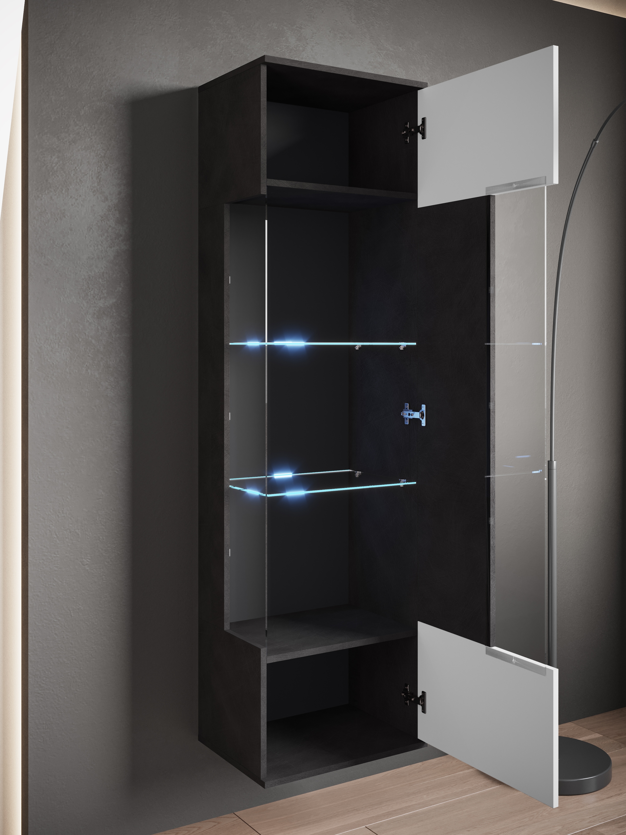 INOSIGN Vitrine »Kenia, stehend und hängend, Türanschlag wechselbar«, (1 St.), Vitrineschrank mit Glastüren 160 cm Höhe