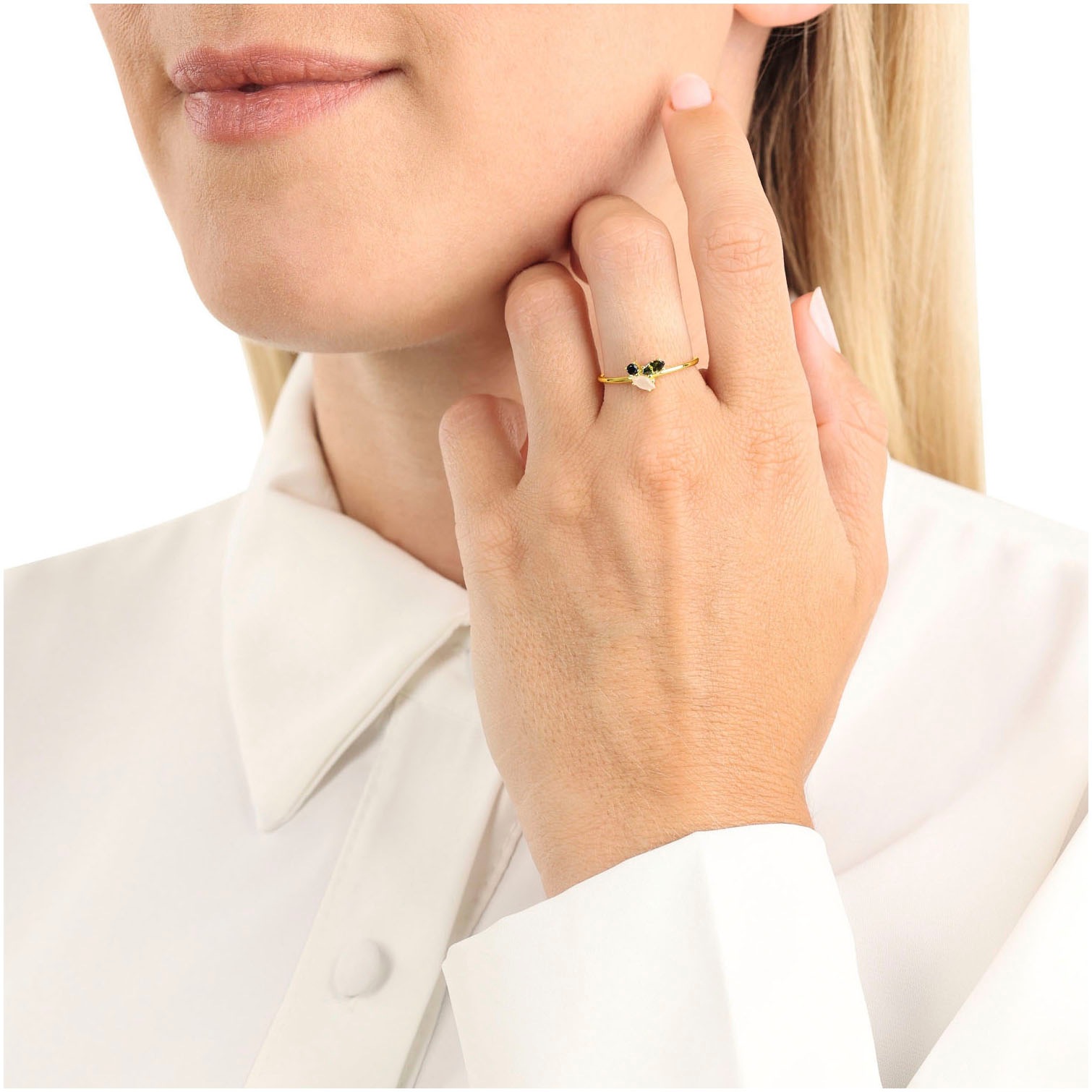 Amor Fingerring »2037257/-58/-59/-60/-61« mit Glasstein, Zirkonia (synth.)