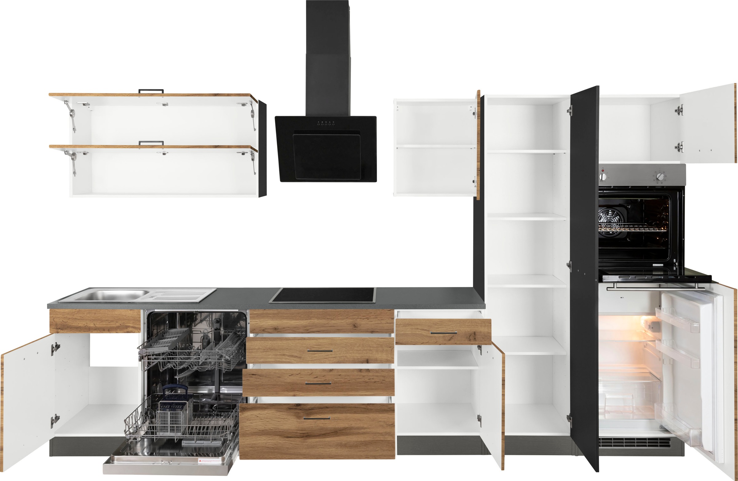 KOCHSTATION Küchenzeile »KS-Trier«, mit E-Geräten, Breite 350 cm
