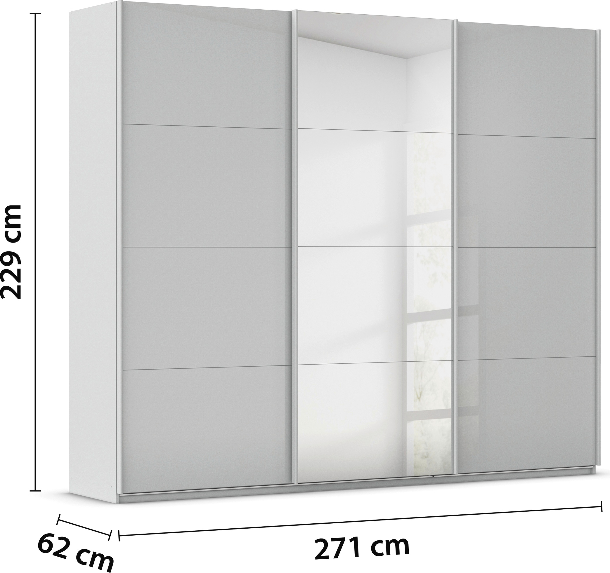 rauch Schwebetürenschrank »Kleiderschrank Kleiderschränke Schrank Garderobe AGORDO mit Glasfront«, durchdachte Innenausstattung, in 4 Breiten und 2 Höhen MADE IN GERMANY
